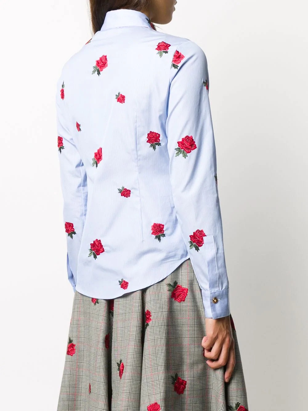 rose-embroidered shirt - 4