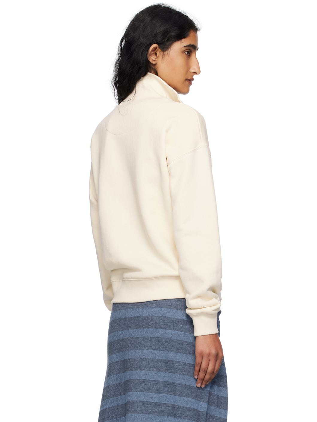 Beige Double Bold Fox Head Half Zip Comfort Sweatshirt - 3
