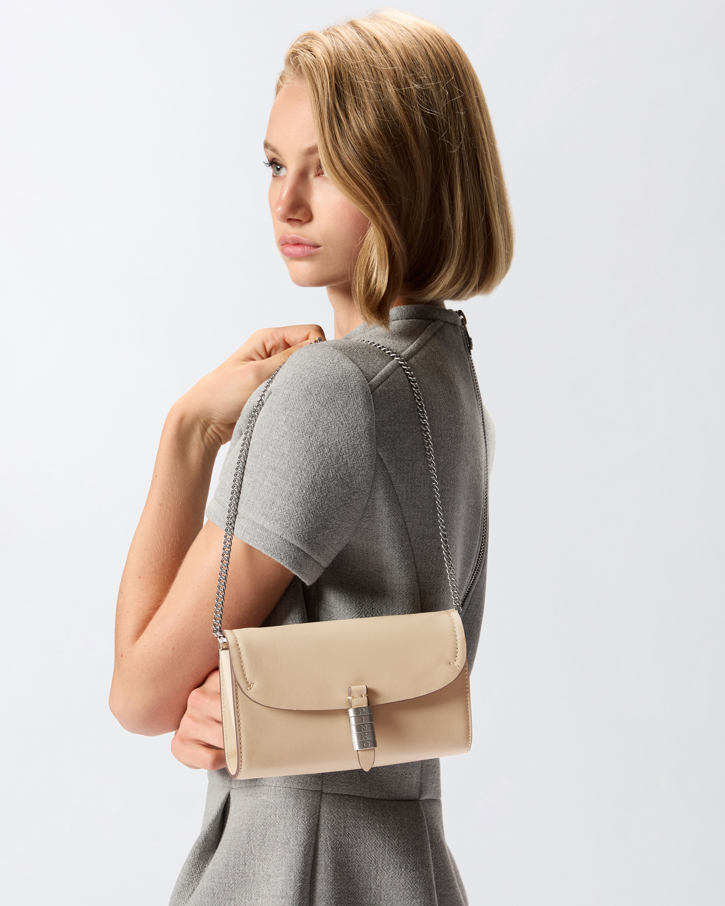 LEATHER PURSE WITH PINKO LETTERING LOGO AND SHOULDER STRAP - 6