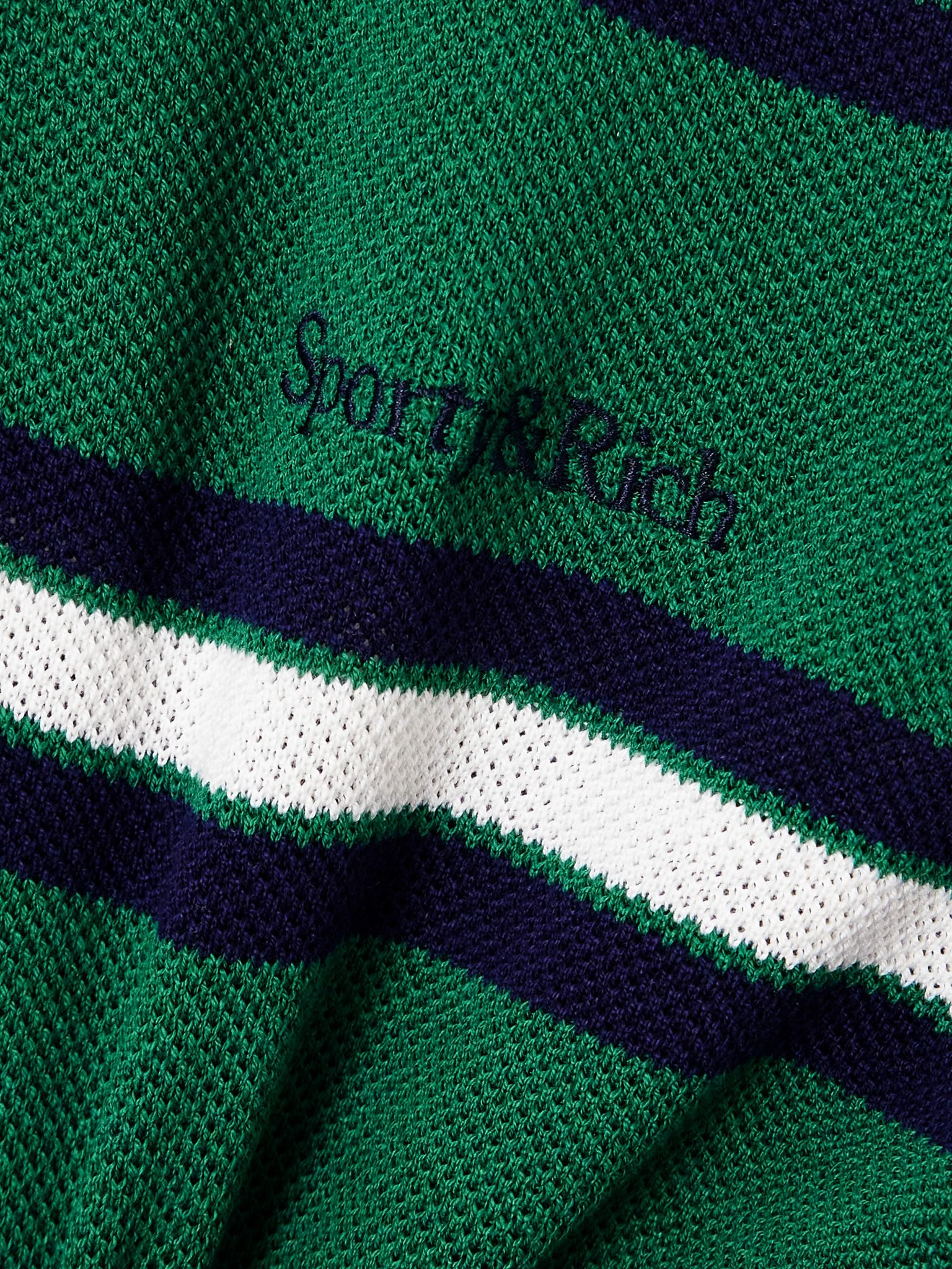 Striped silk and cotton-piqué polo shirt Green - 5