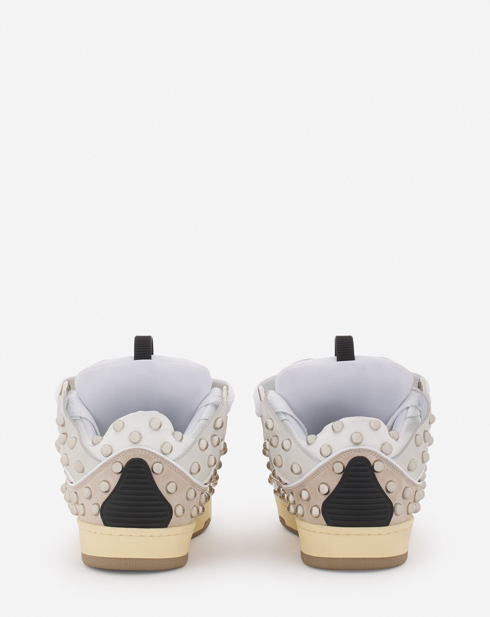 STUDDED LEATHER CURB SNEAKERS - 4