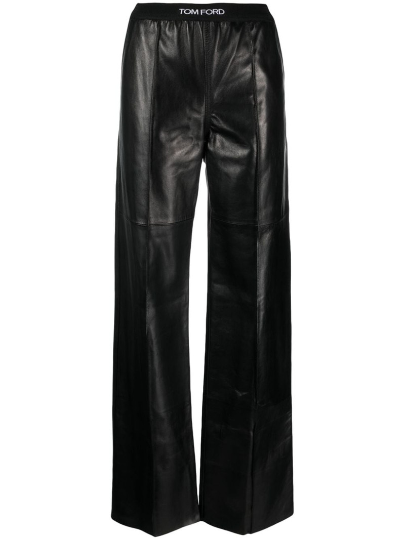 logo-waistband leather trousers 1