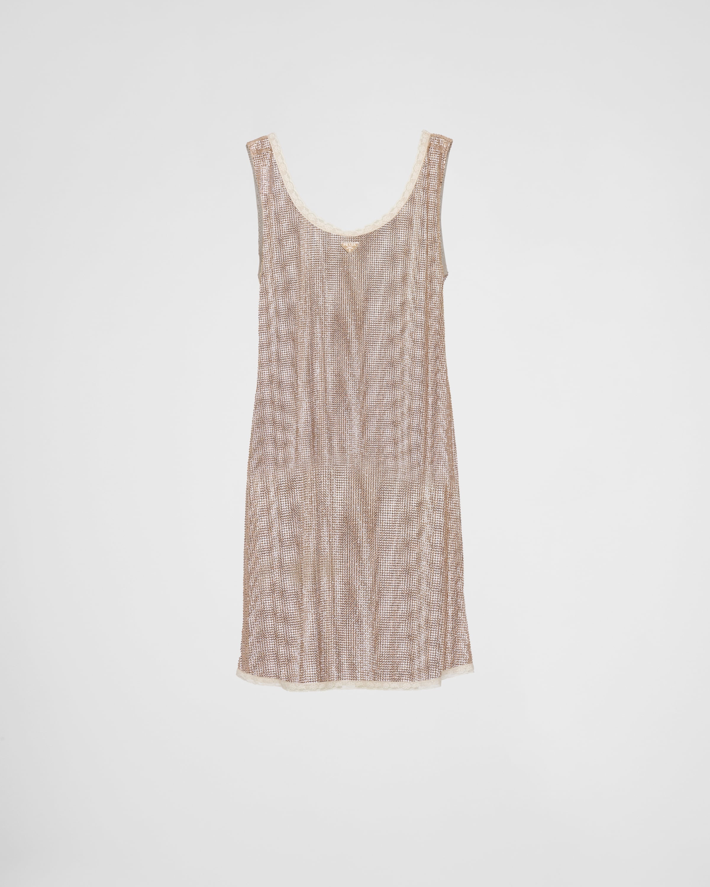 Embroidered rhinestone mesh dress - 1