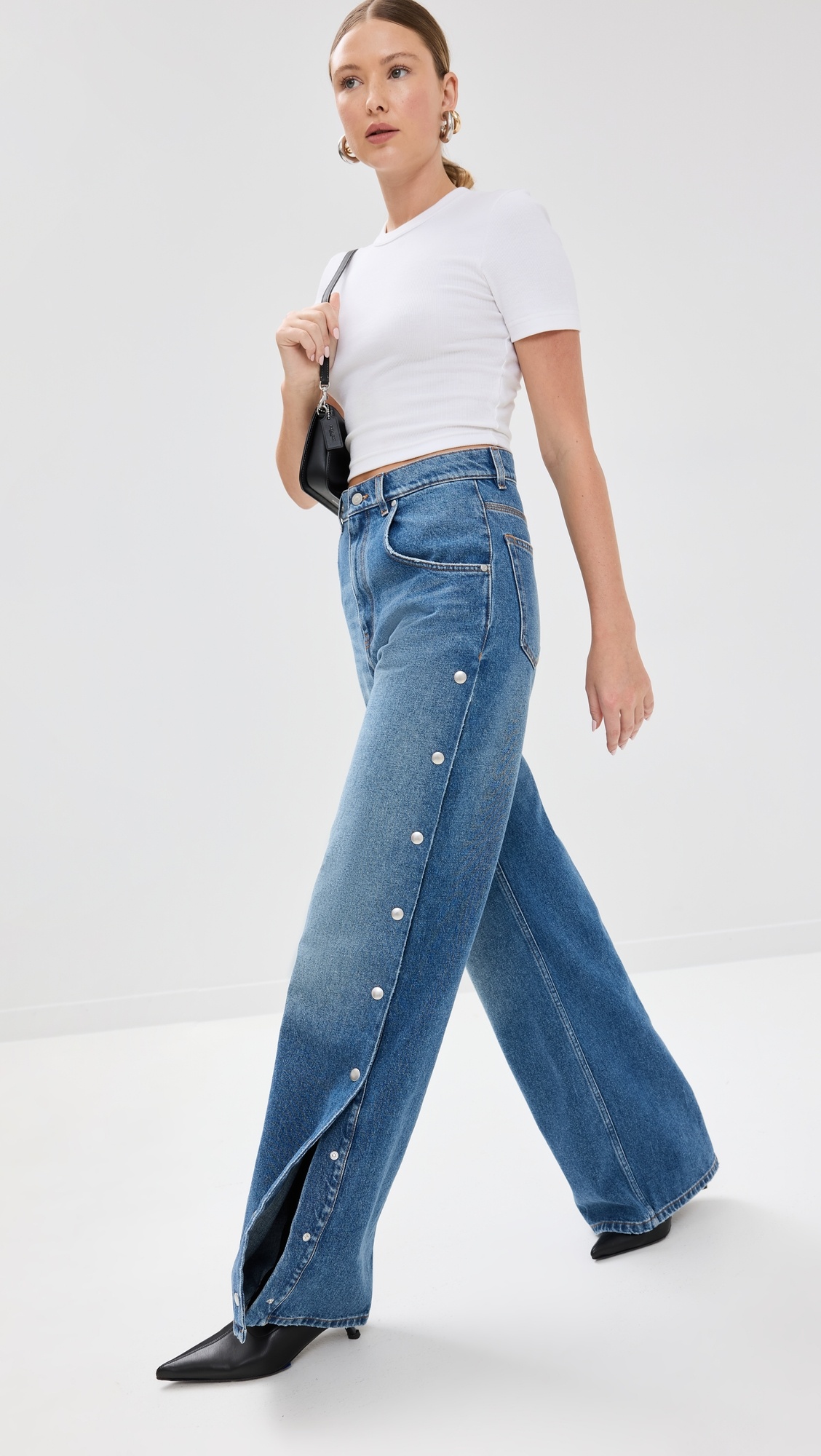 Snap Blue Denim Loose Jeans - 4