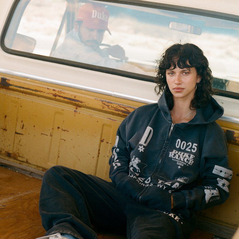 DUKE + DEXTER Duke Rodeo Team Vintage Black Zip Hoodie outlook