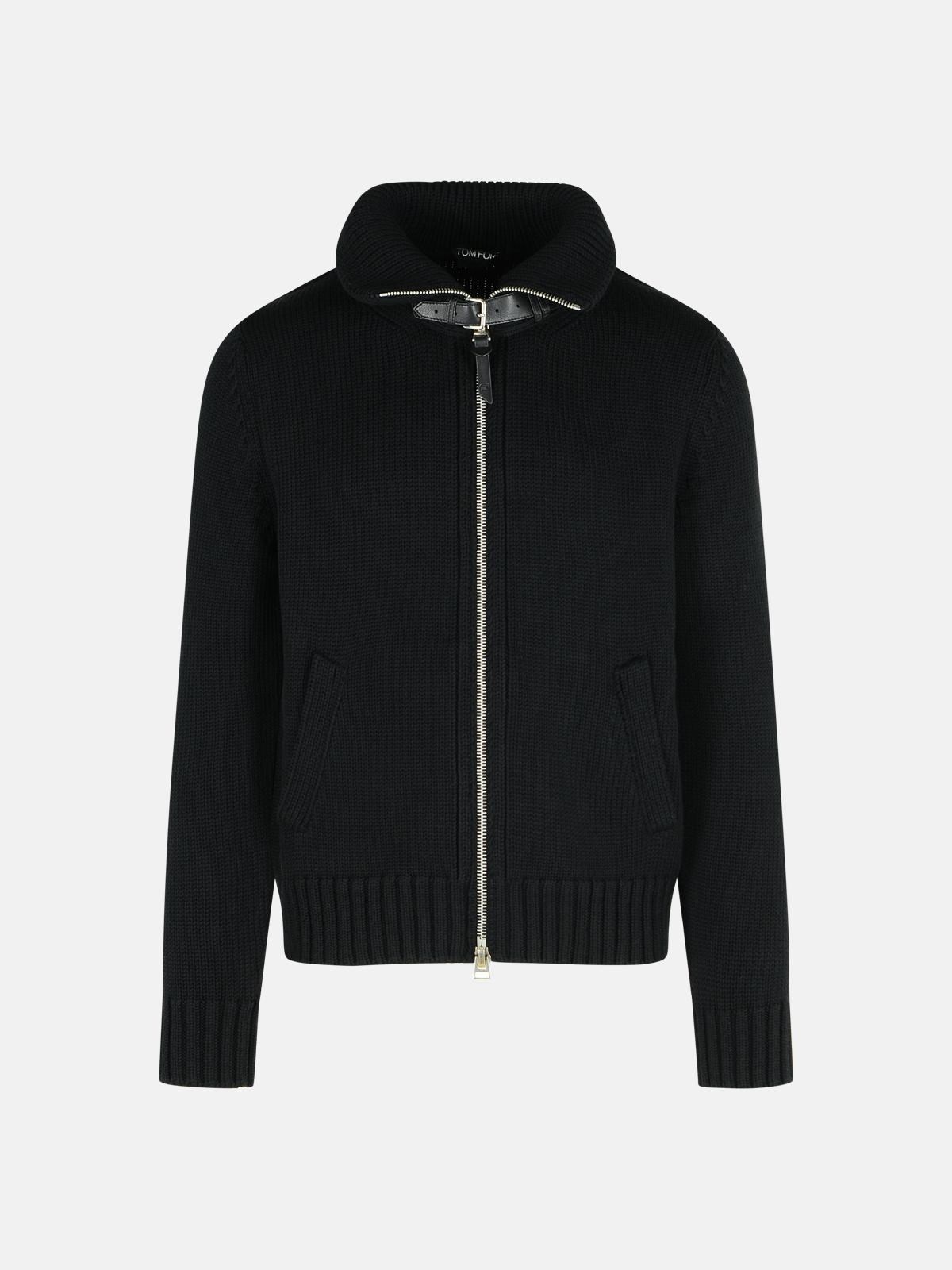BLACK WOOL SWEATER - 1