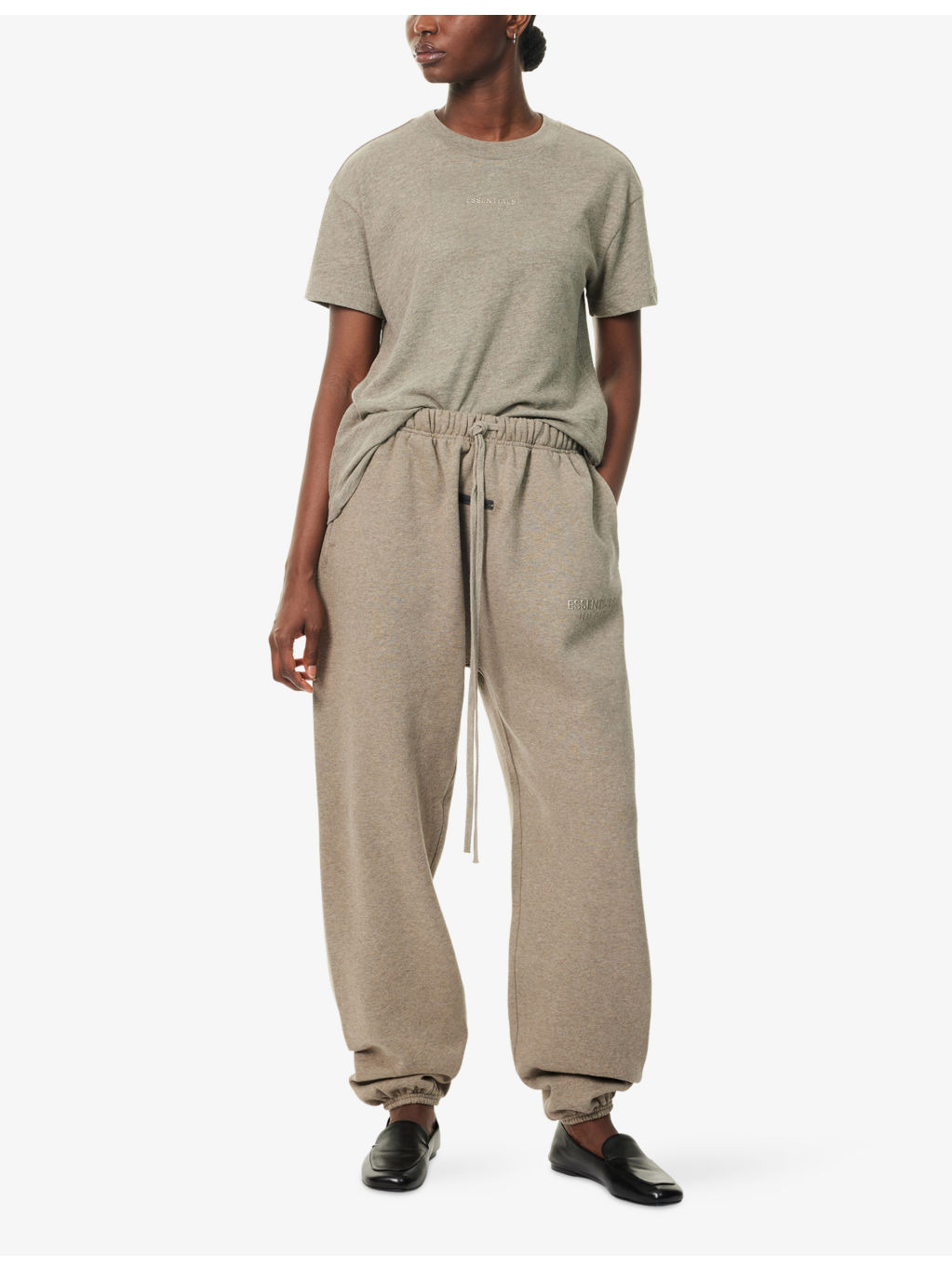 Embossed-Branding Wide-Leg Cotton-Blend Jogging Bottoms - 2