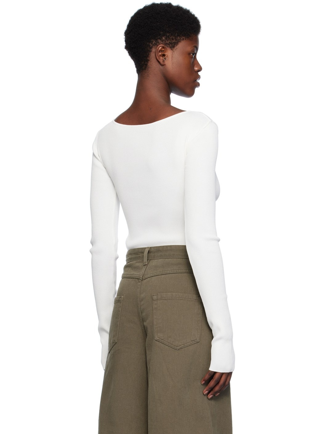 White Cutout Sweater - 3