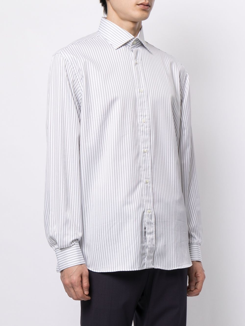 stripe-pattern cotton shirt - 3