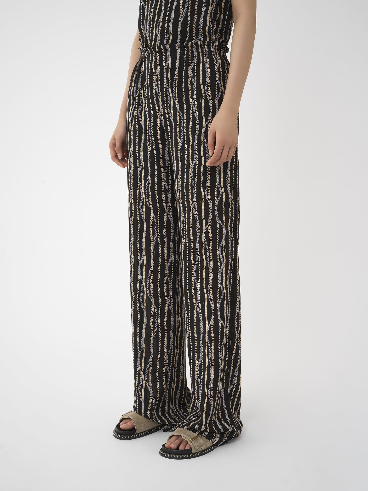 Zara PRINTED RAMIE PALAZZO PANTS