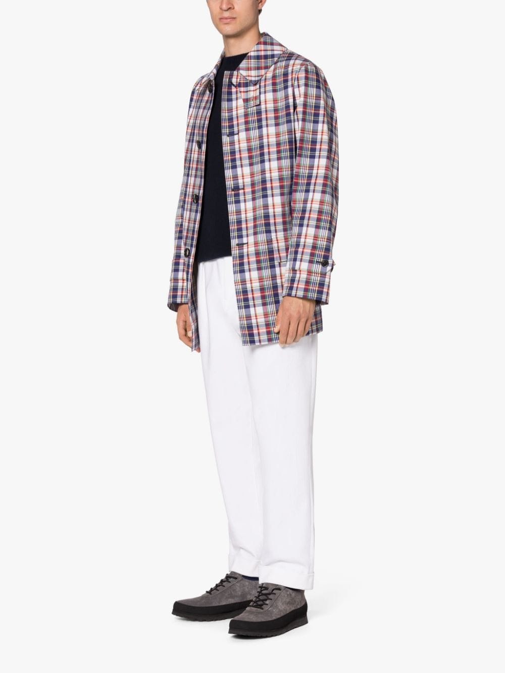 TORRENT BEIGE CHECK SHORT COTTON COAT - 4