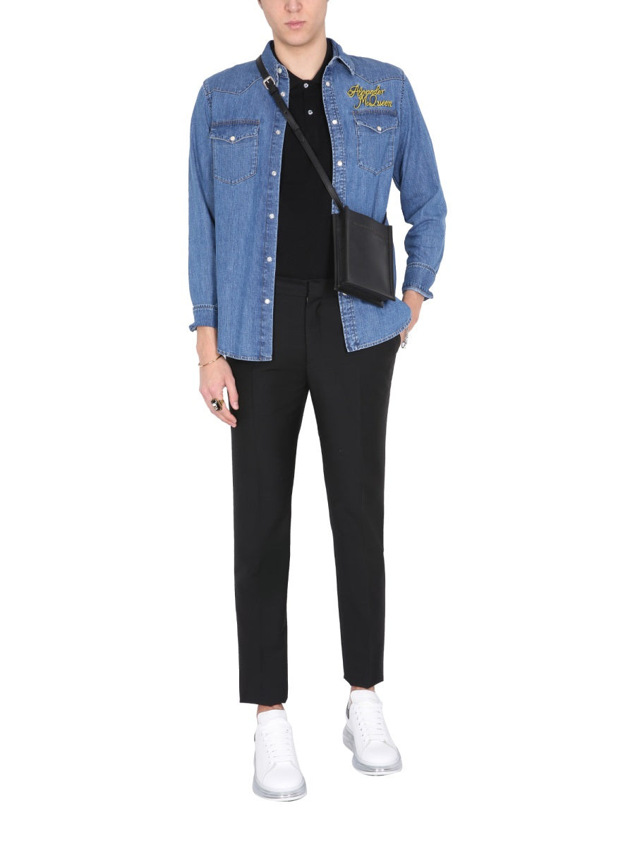 Alexander Mcqueen Men Shirt With Embroidered Logo - 2
