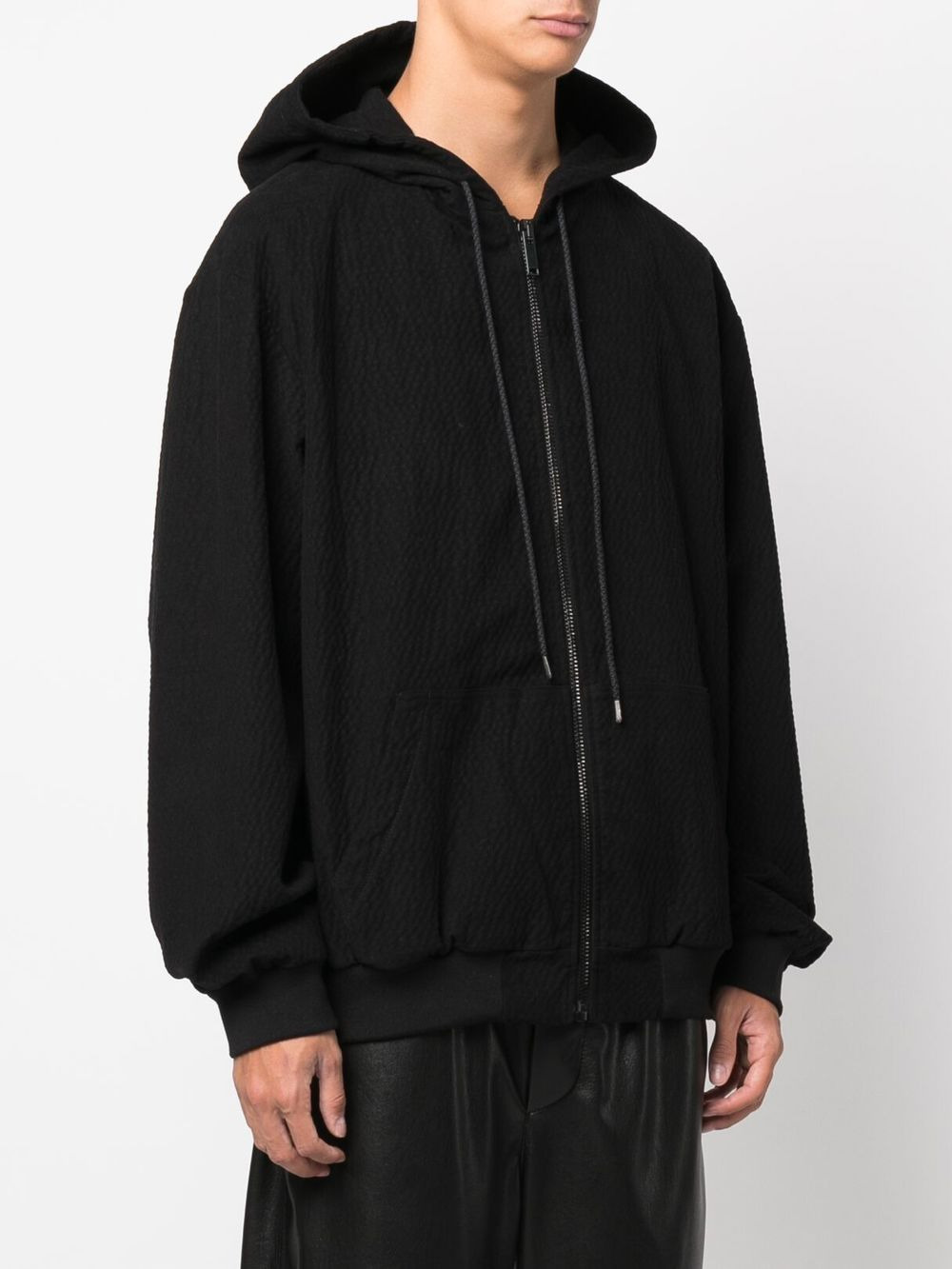 textured logo-embroidered hoodie - 3