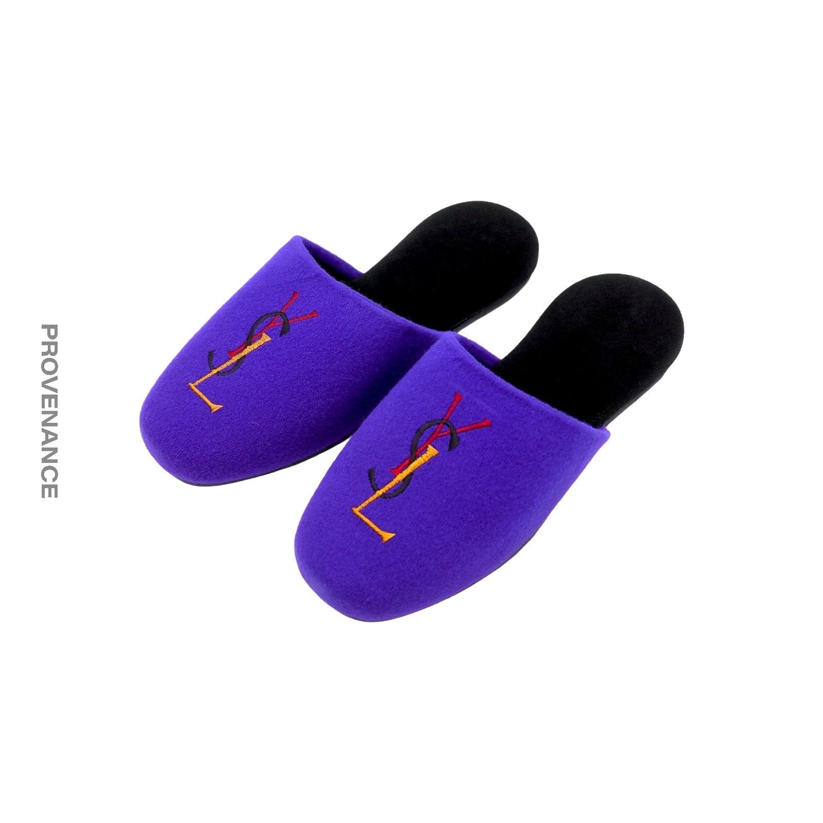 Yves Saint Laurent YSL Velour Logo Slipper - Purple - 3