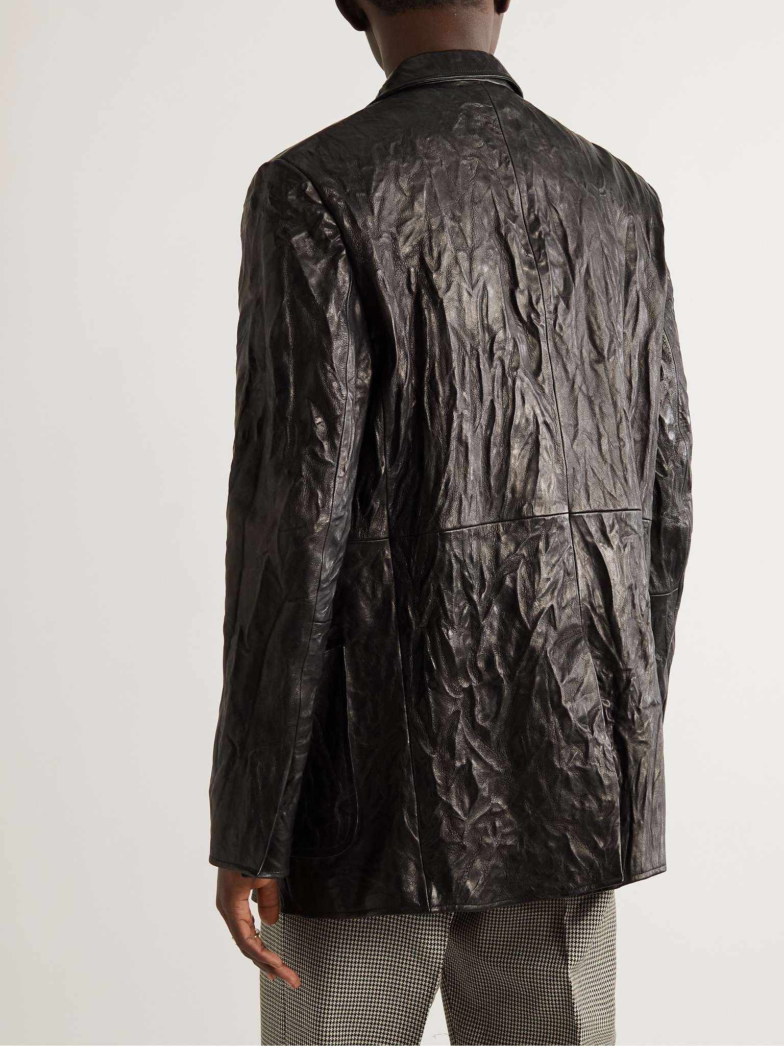 Crinkled-Leather Blazer - 4