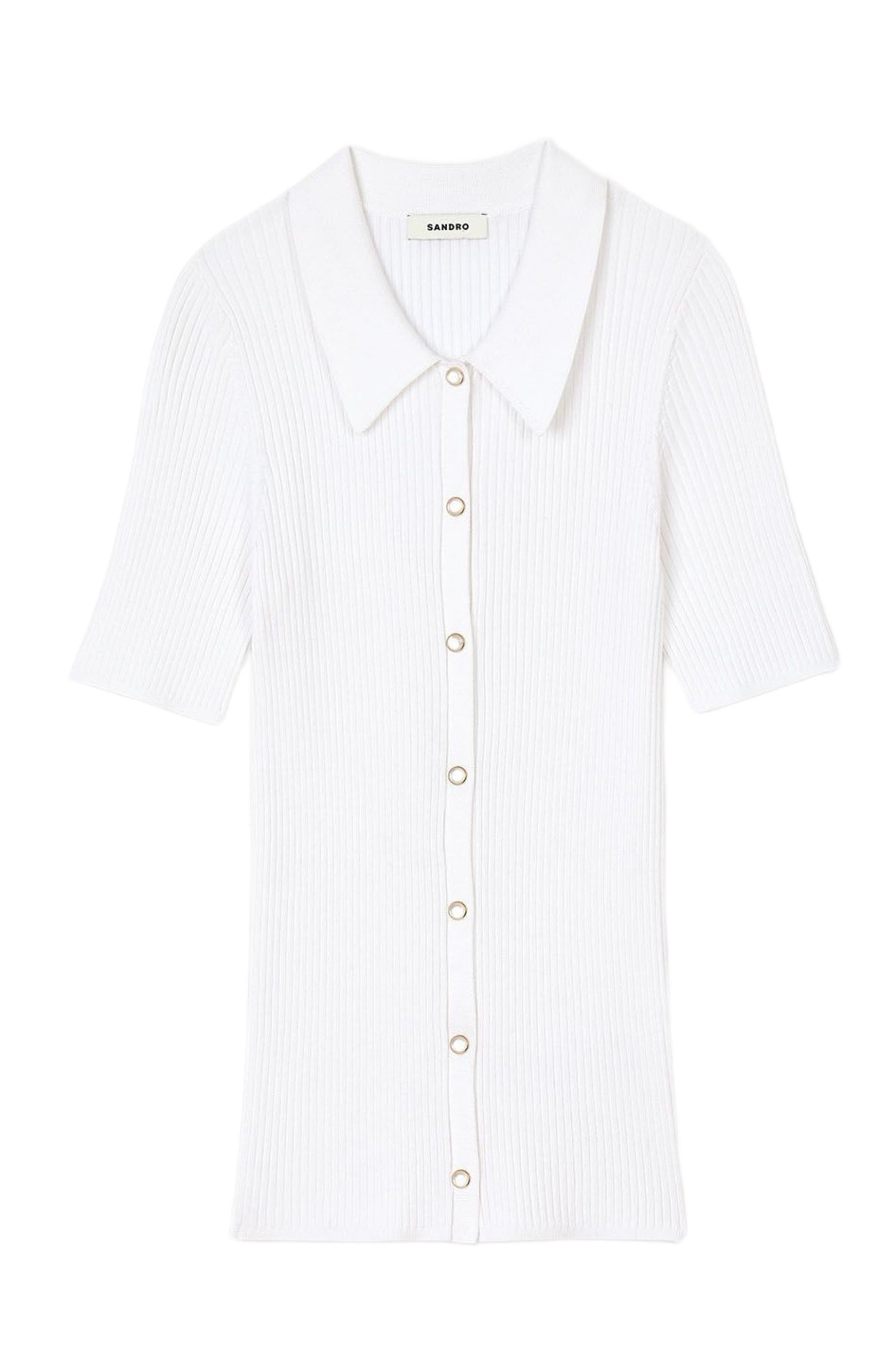 SANDRO Rib knit cardigan in White at Nordstrom - 5