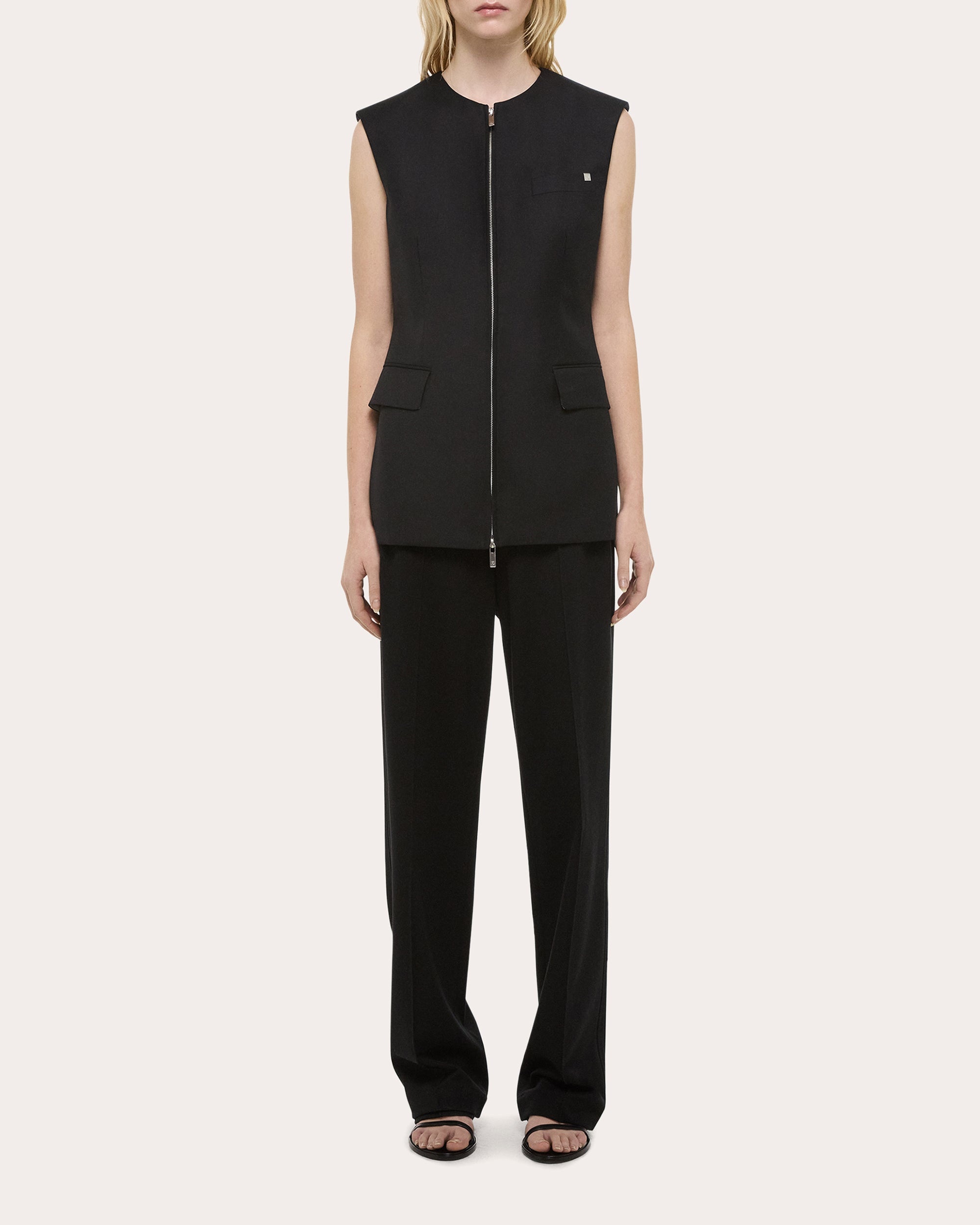 Zip Front Wool Vest - 1