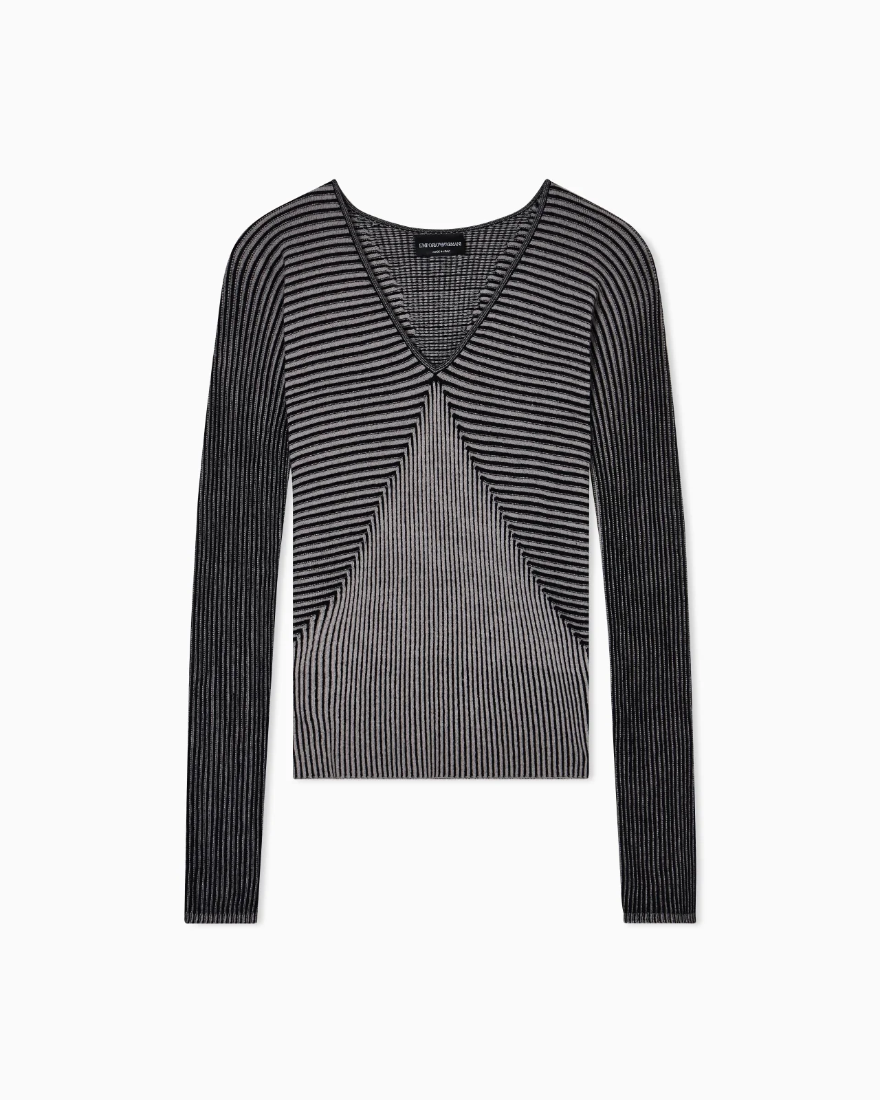 V-NECK JUMPER WITH STRIPED LINKS-STITCHED DETAILS - 1