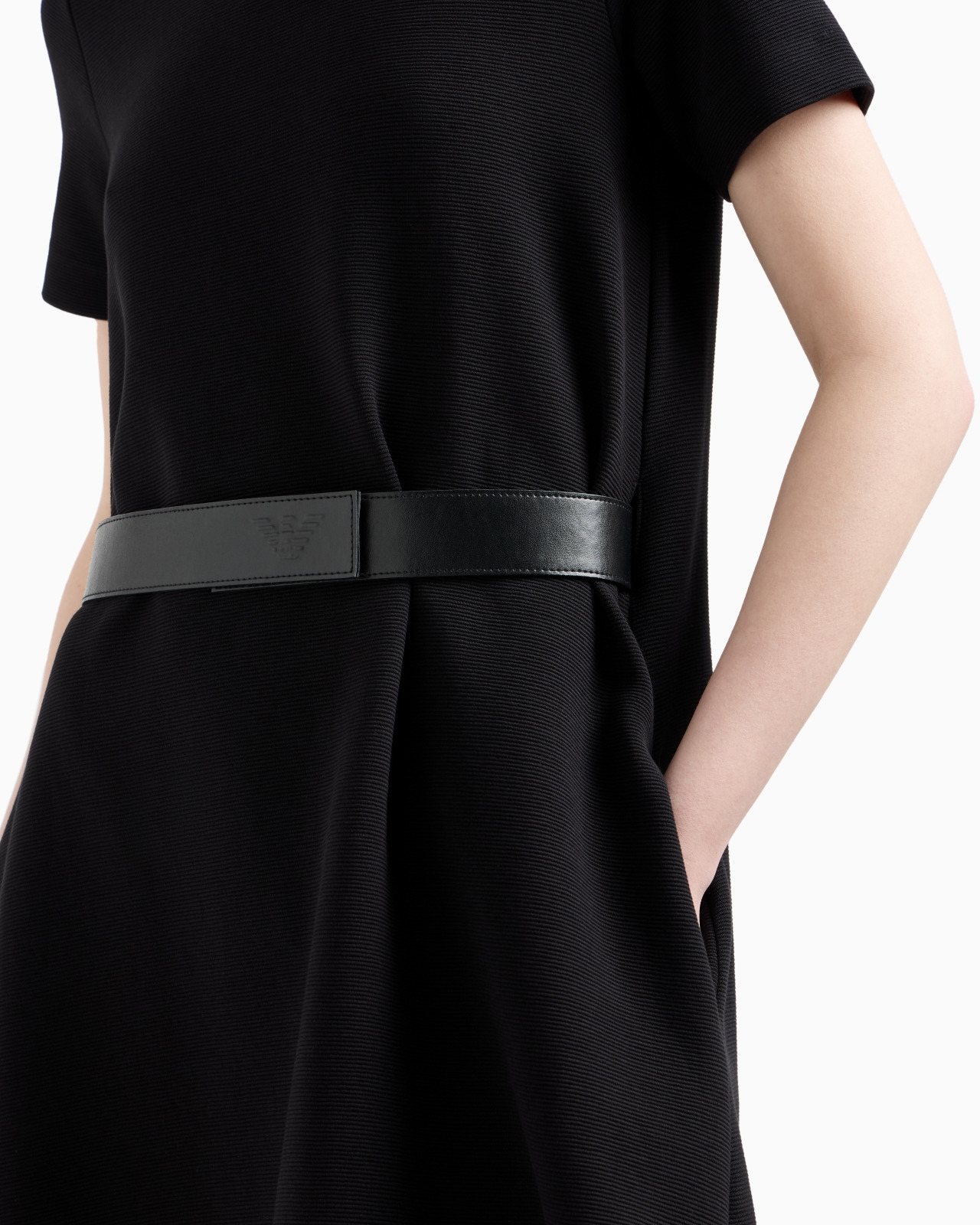 OTTOMAN JERSEY DRESS WITH BOAT NECK AND BELT - 4