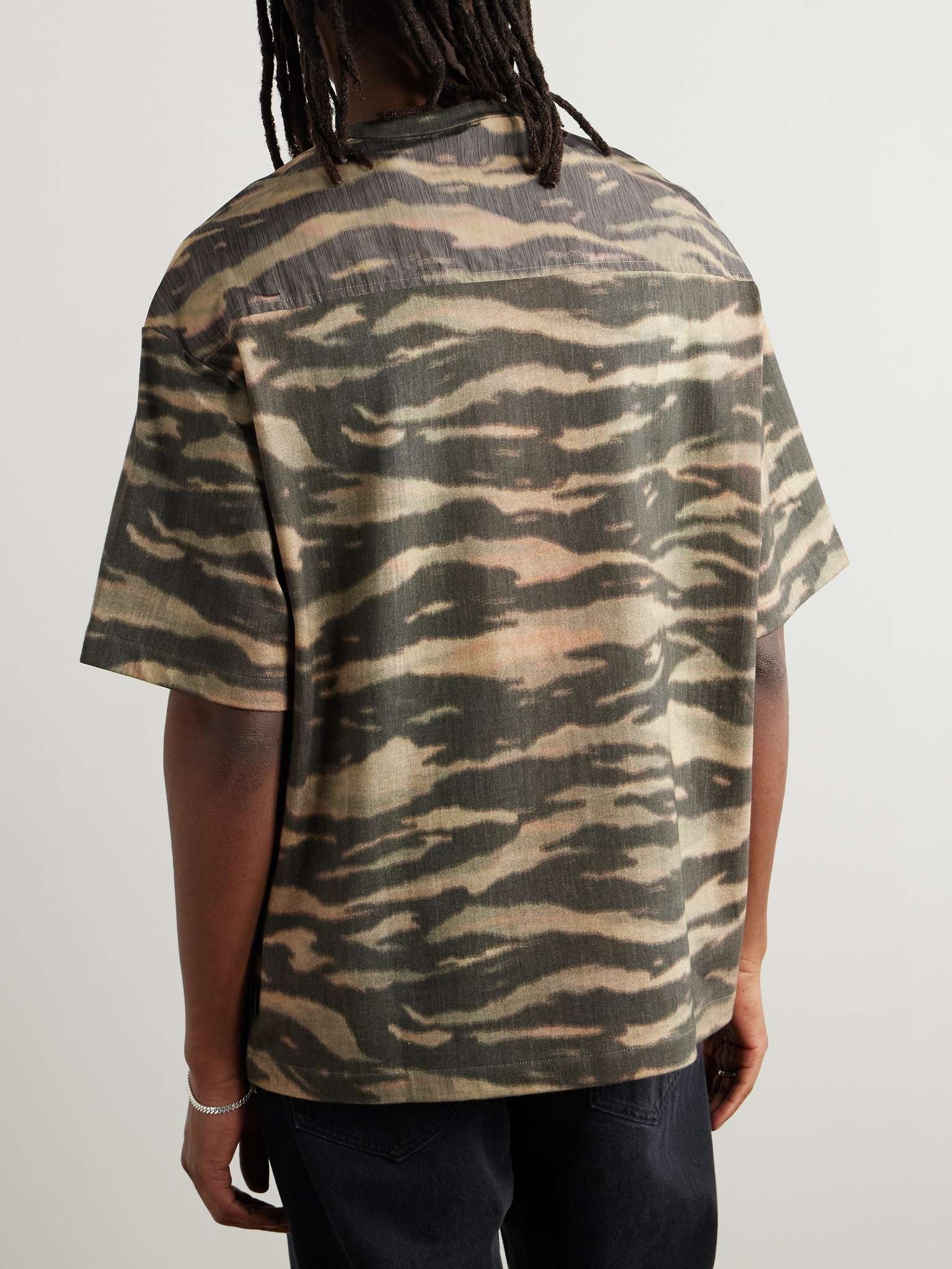 Printed Shell-Trimmed Cotton-Jersey T-Shirt - 4