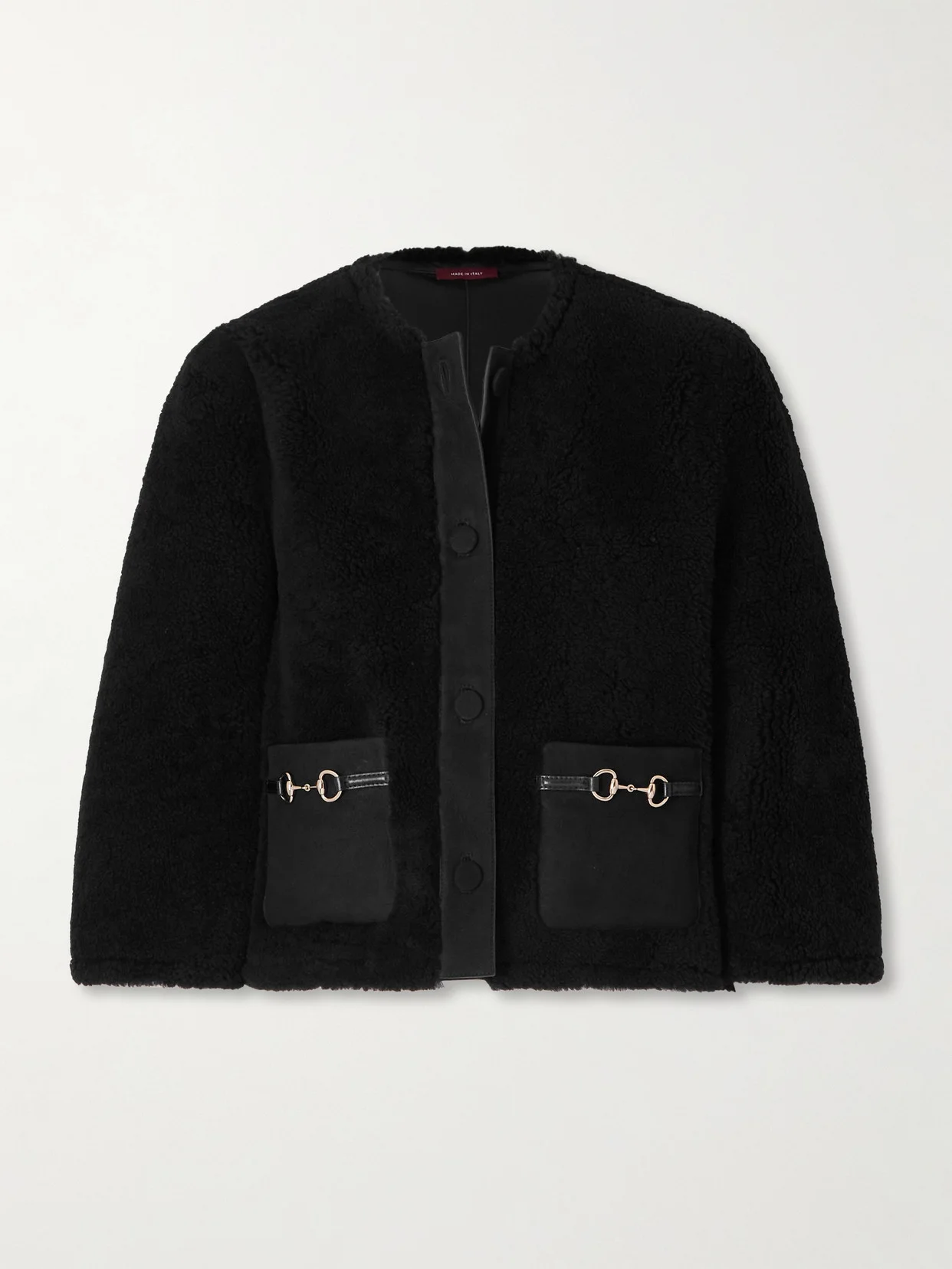 Cropped Horsebit-detailed Shearling Jacket - 1