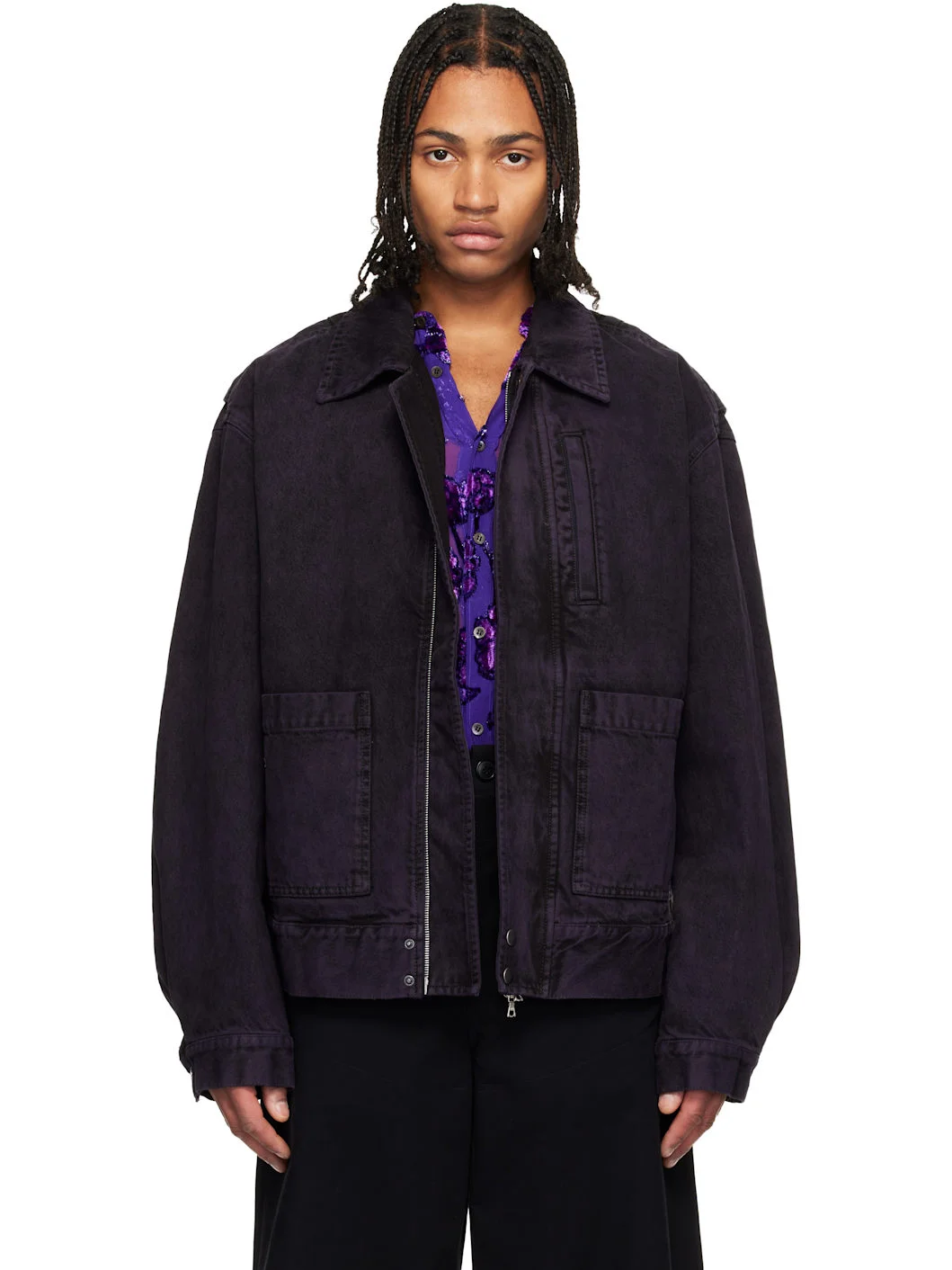 Purple Patch Pocket Denim Jacket - 1