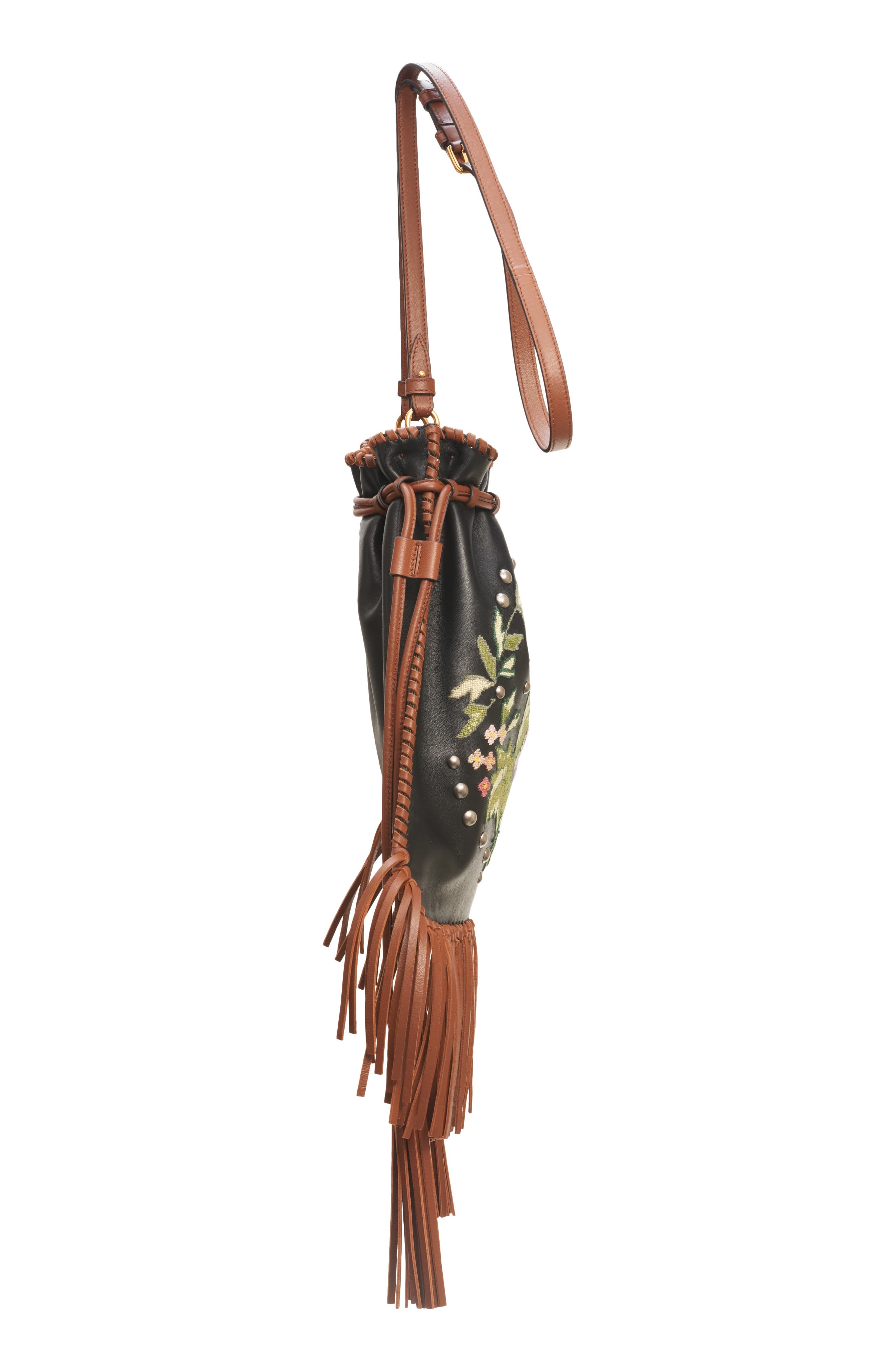 Valentino Garavani Medium Nellcôte Alice Drawstring Crossbody Bag in Aus Nero/Multi/Tobacco at Nords - 4