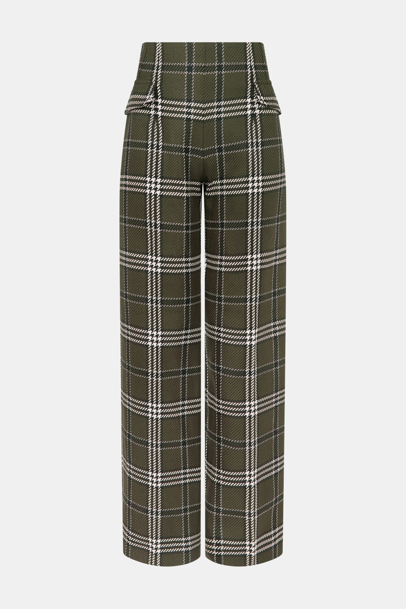 Briana Trousers In Military Green Shetland Tartan 1