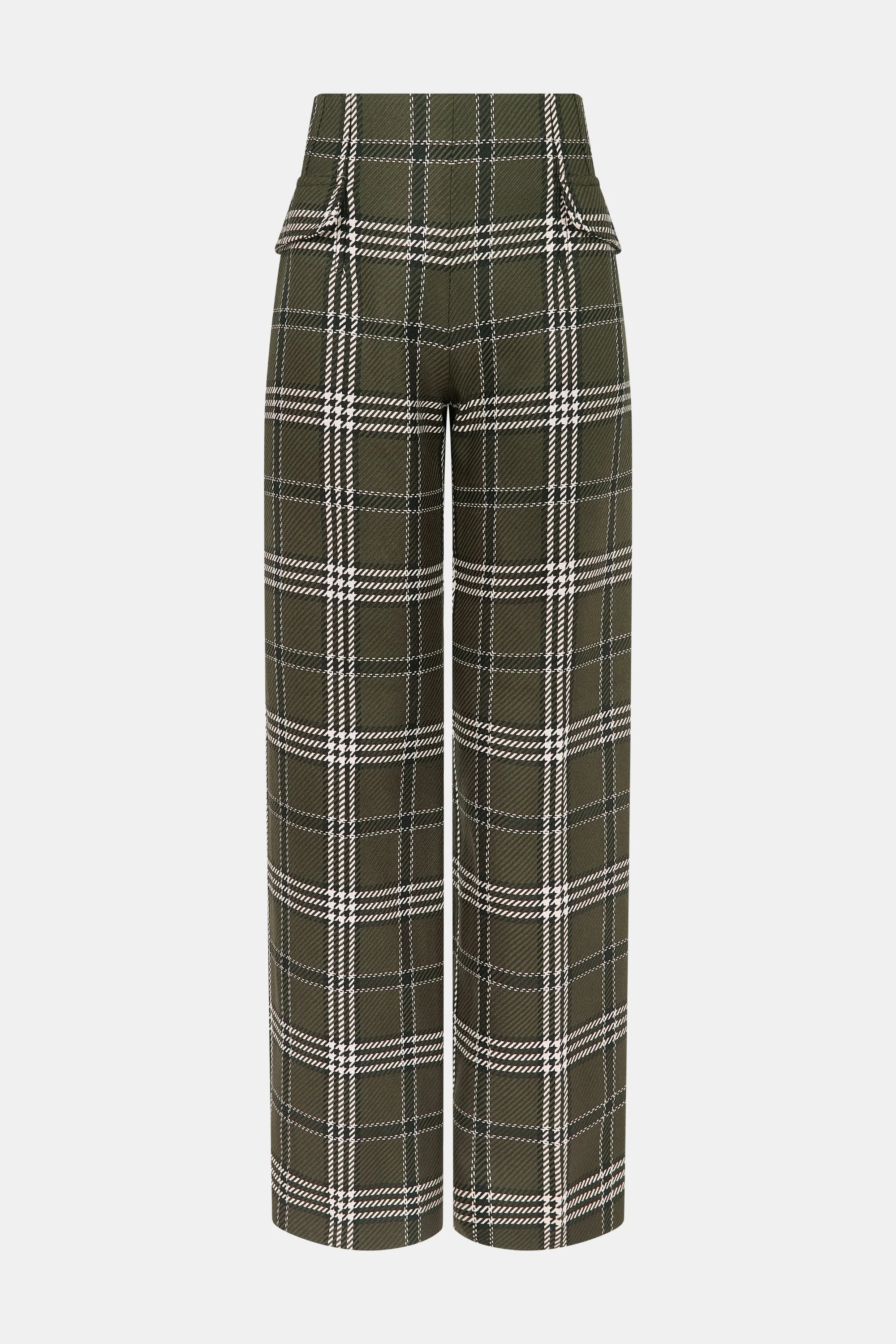Briana Trousers In Military Green Shetland Tartan - 1