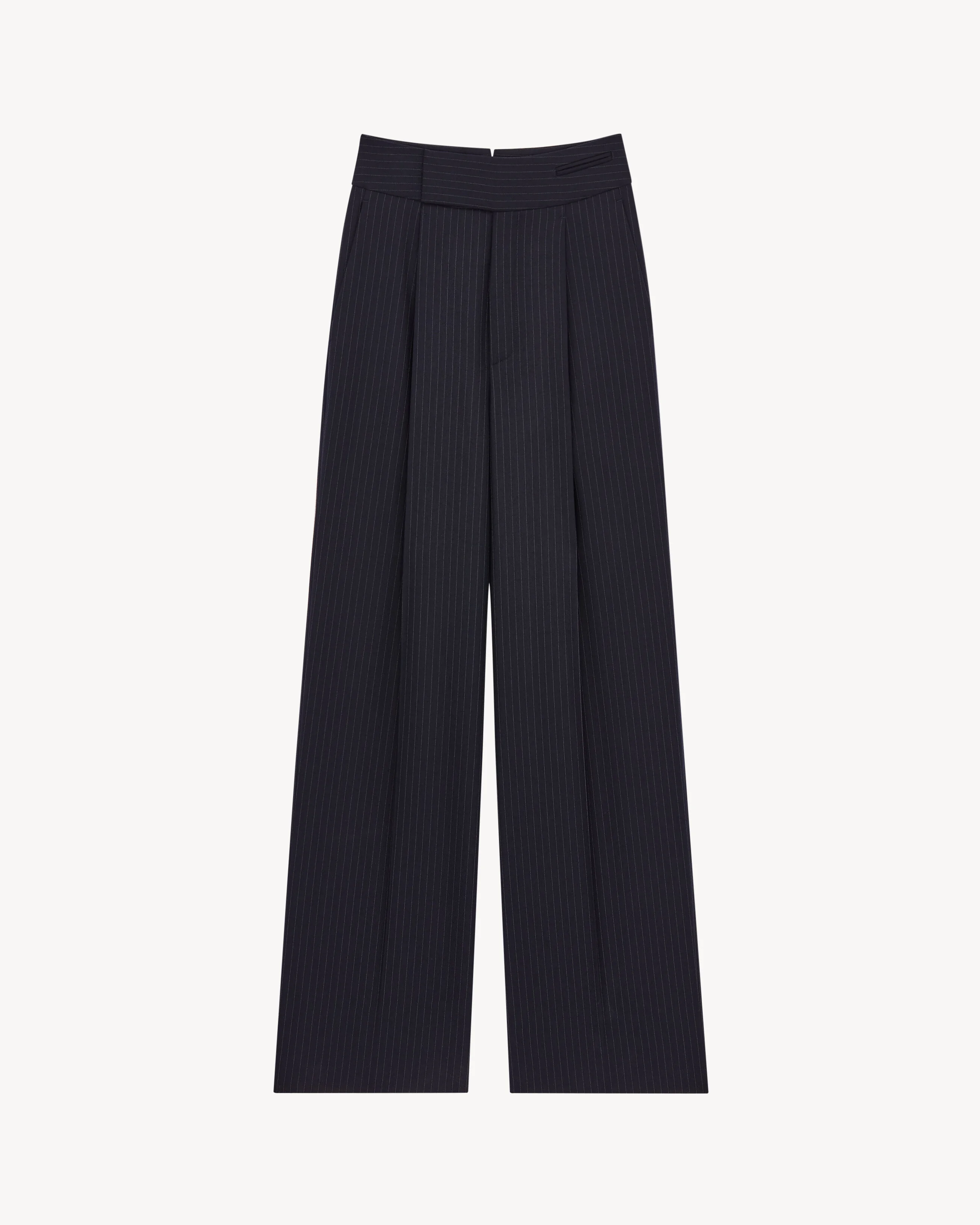 FLUID PANTS IN PIN DOT STRIPE WOOL GABARDINE - 1