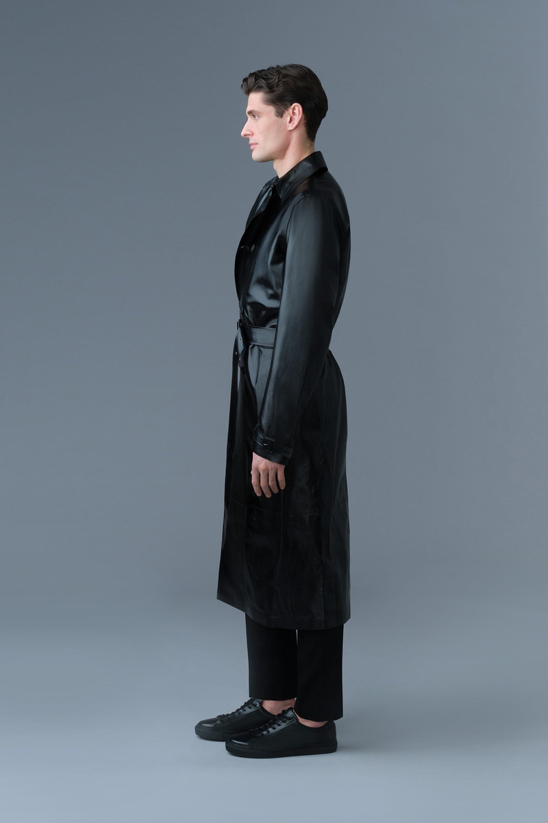 CARSON Leather Trench Coat with Belt 4