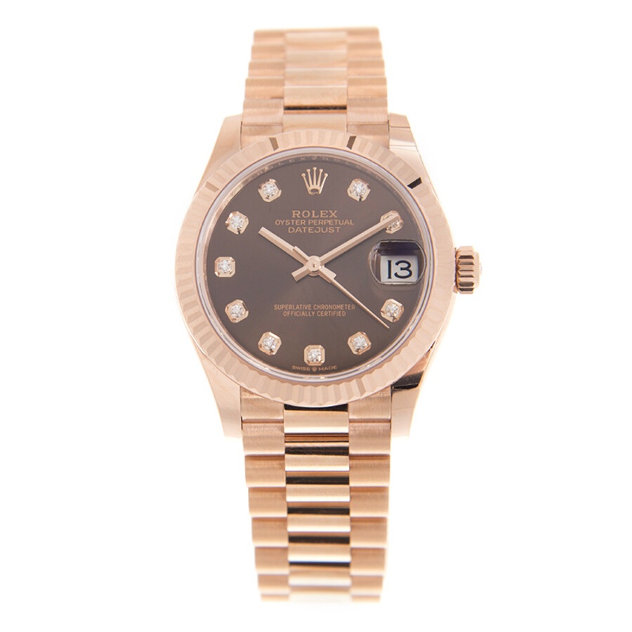 Rolex Datejust 31 Chocolate Diamond Dial Ladies 18kt Everose Gold President Watch 278275CHDP - 3