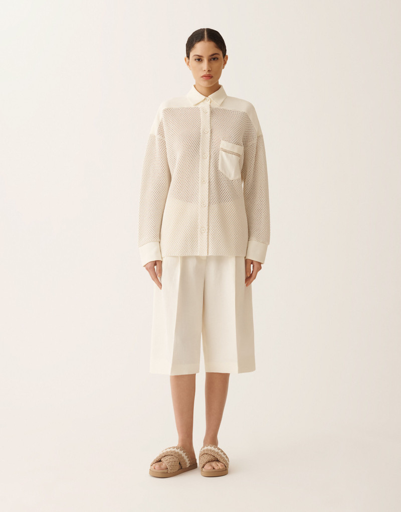 Shirt in organic cotton with lustrous viscose 3