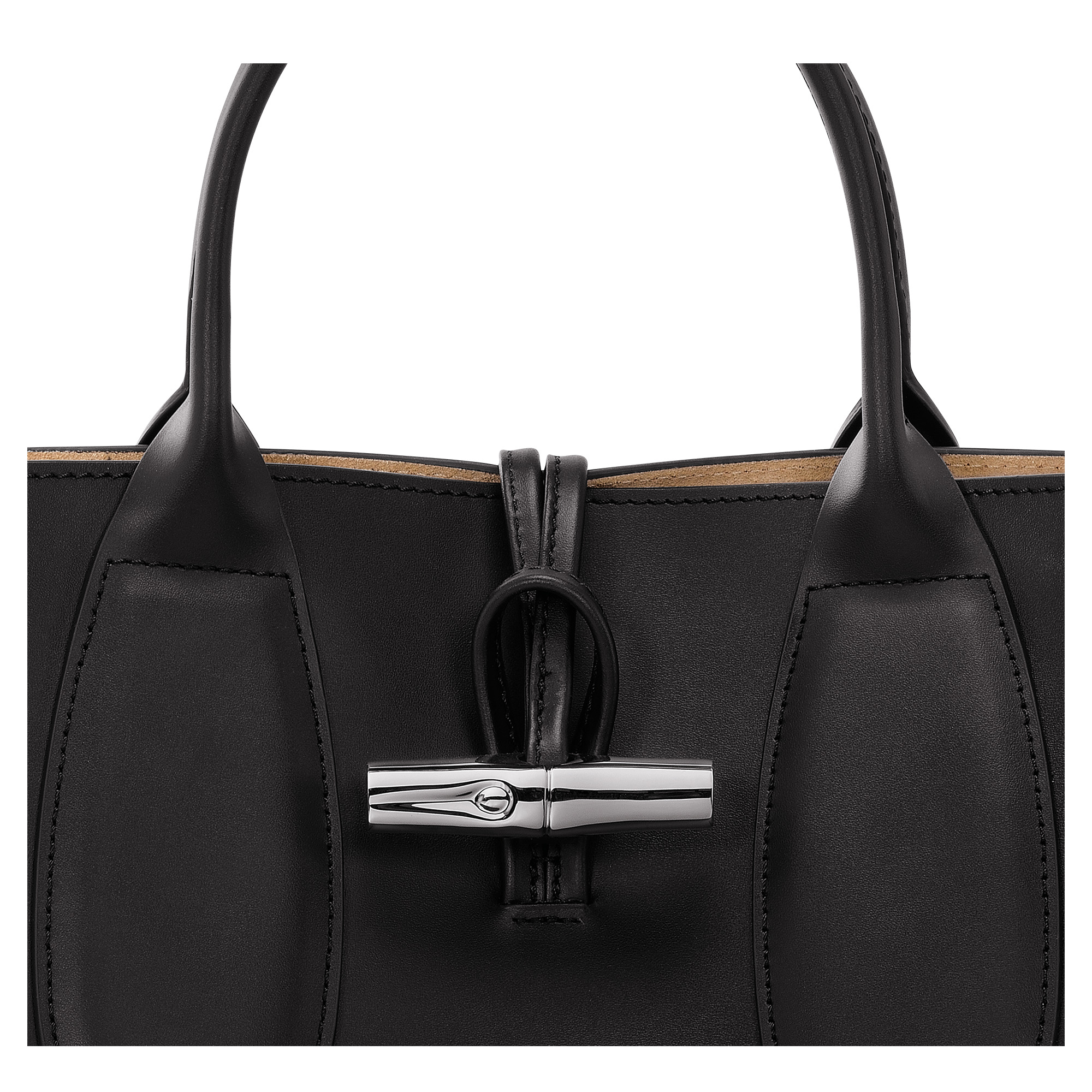 Roseau M Handbag Black - Leather - 3