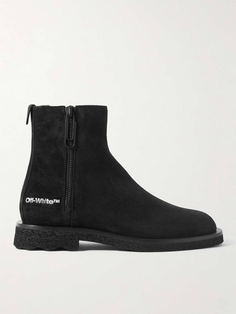 Logo-Print Suede Chelsea Boots 1