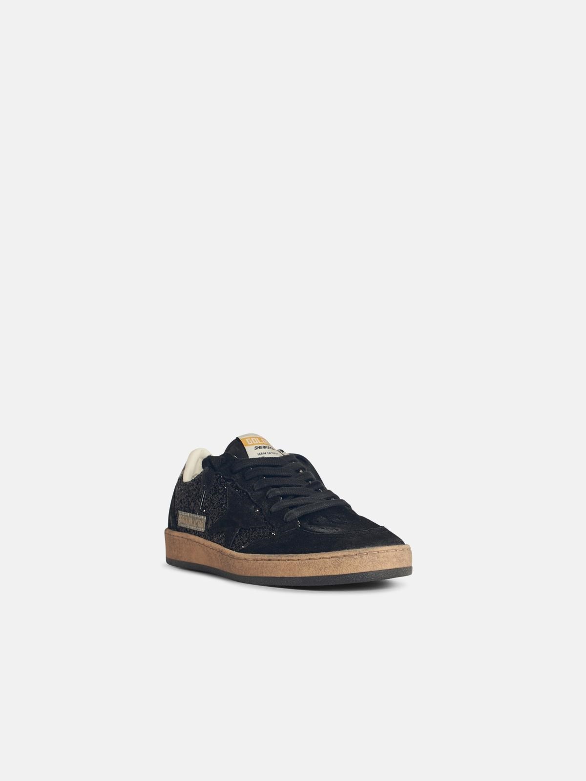 BALL-STAR' WOMAN IN BLACK GLITTER WITH BLACK SUEDE INSERTS - 2
