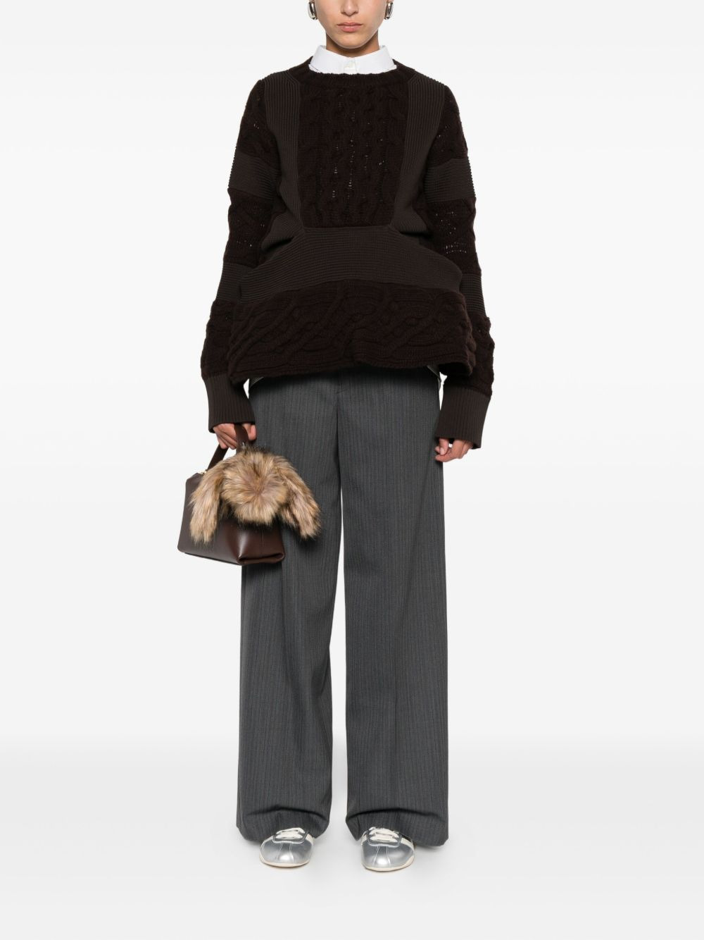 cable-knit panelled sweater - 2