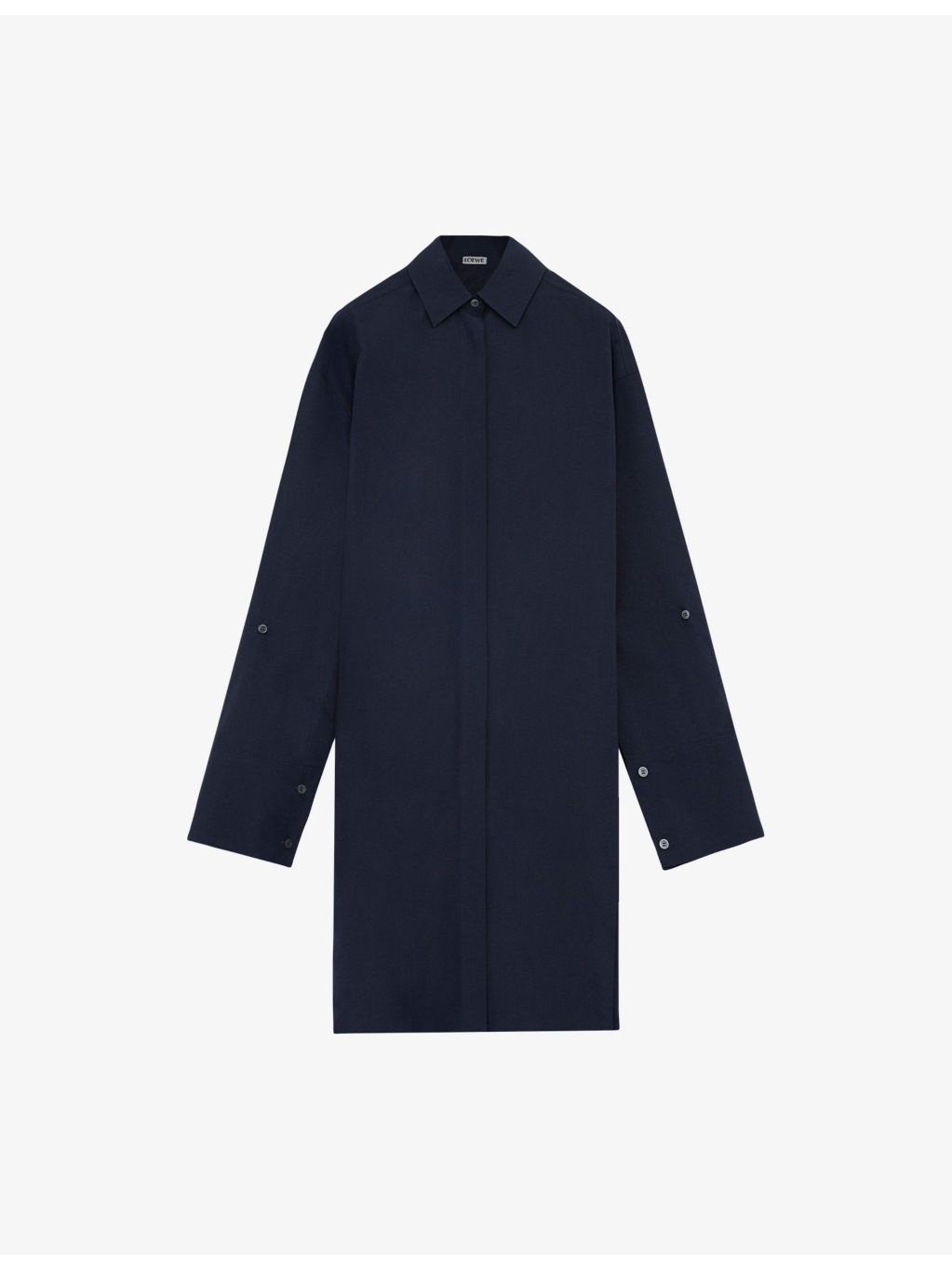 Convertible-Sleeve Cotton-Blend Midi Shirt Dress - 1