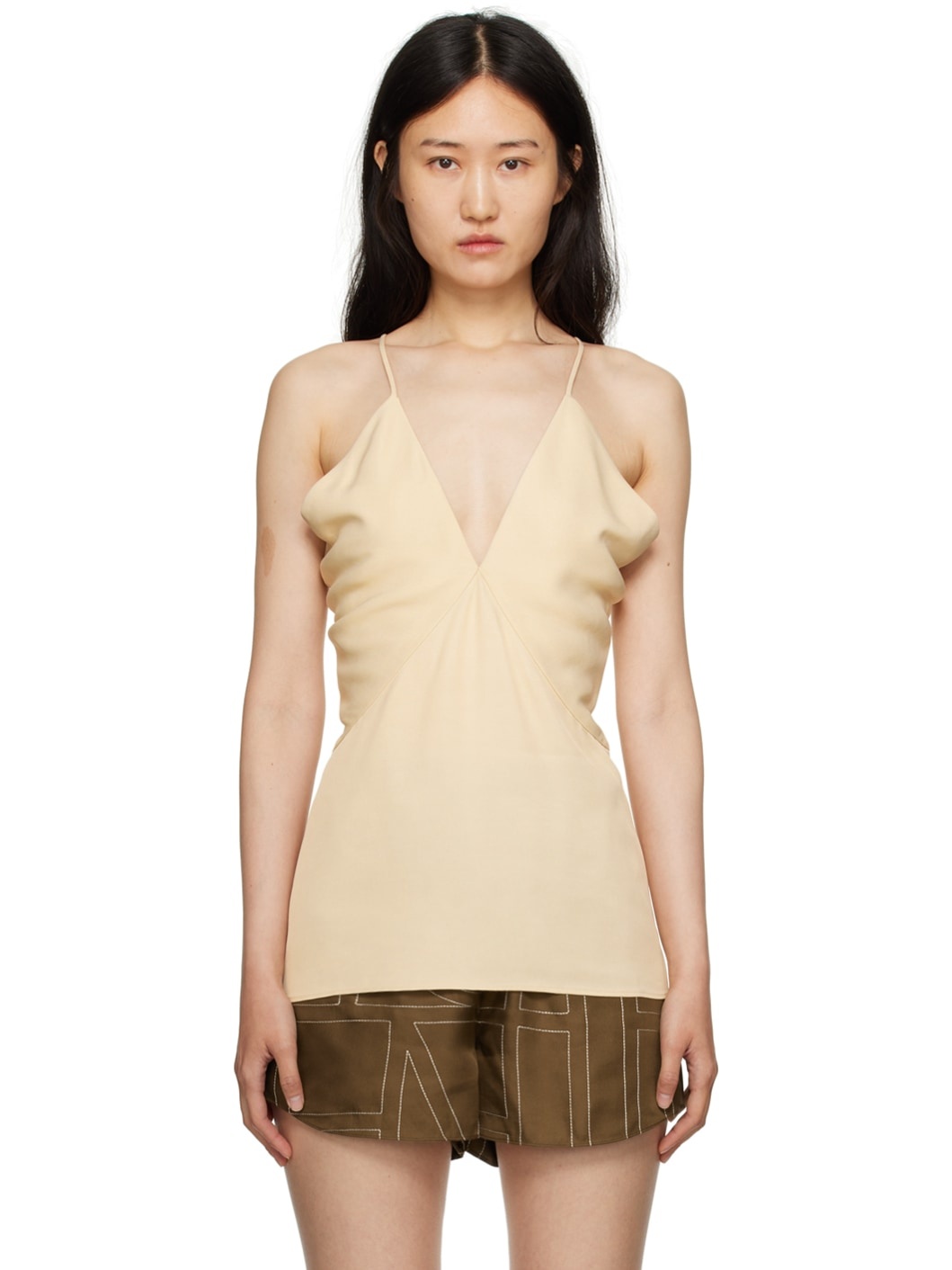 Beige Draped Camisole - 1