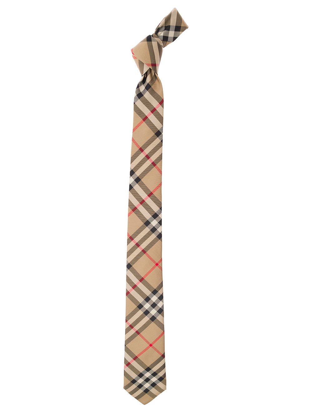 Burberry Men Beige Scarf With All-Over Vintage Check Print In Silk Man - 1