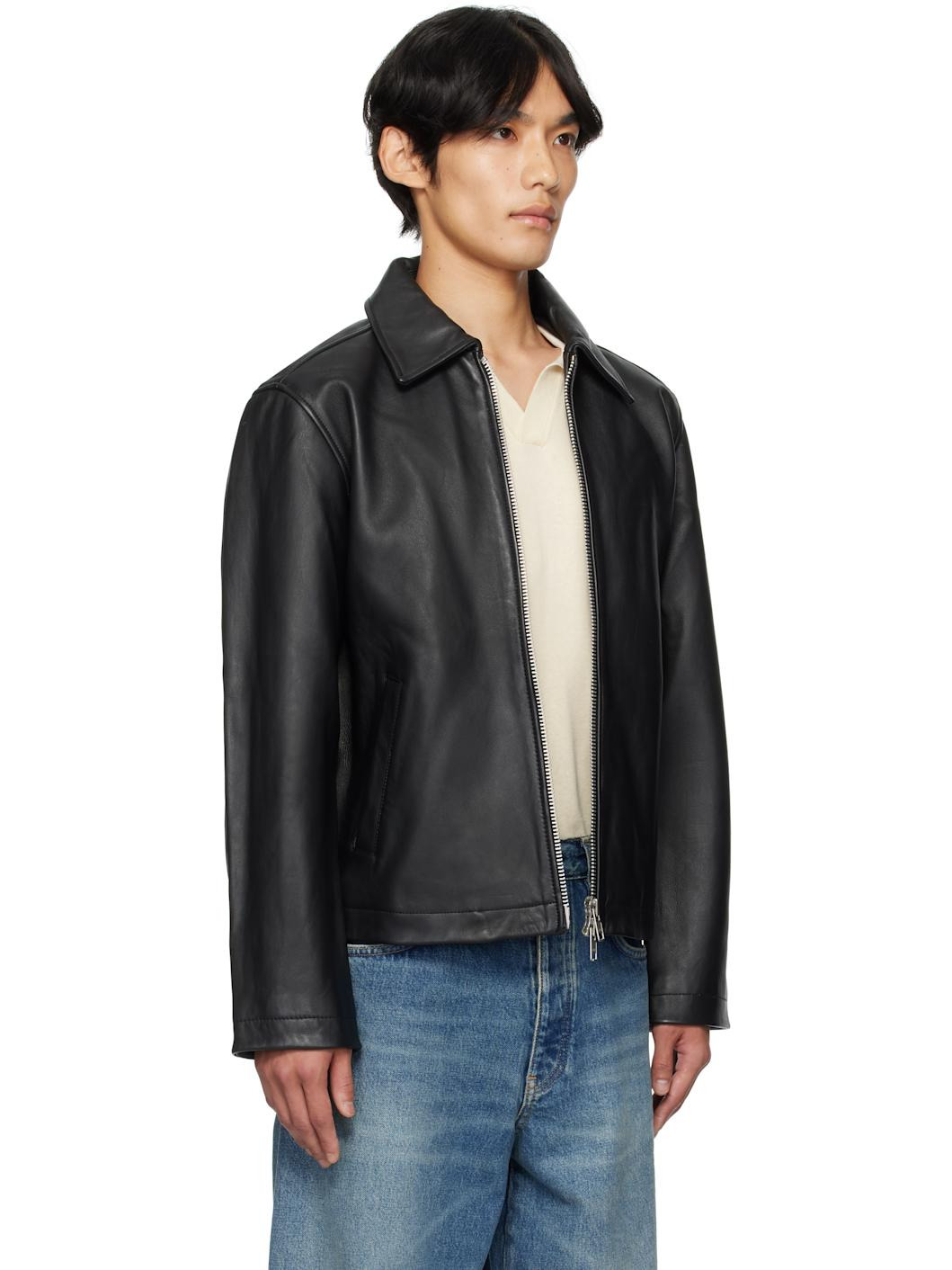 Black Short Leather Jacket - 2
