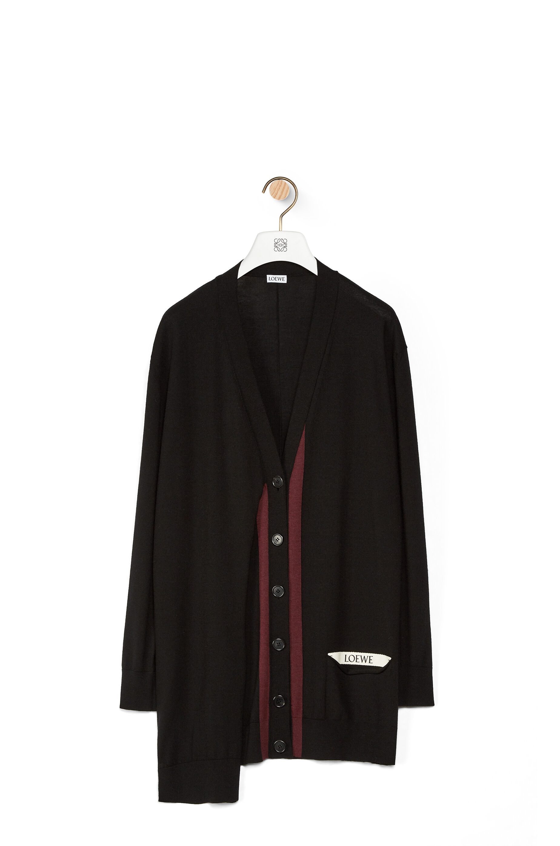 LOEWE asymmetric pocket cardigan in wool - 1