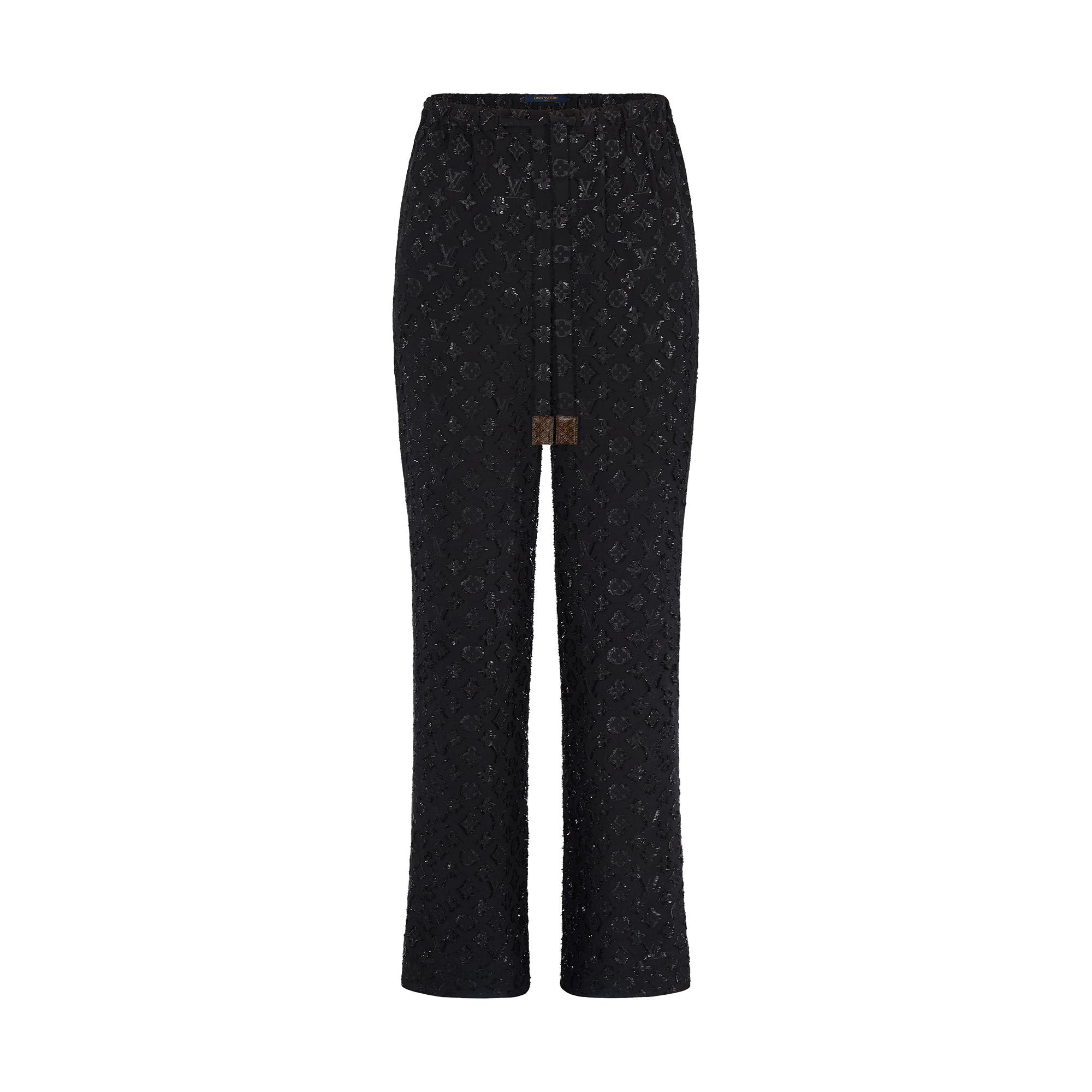 Black Pajama Pants In Monogram Lurex Jacquard - 1