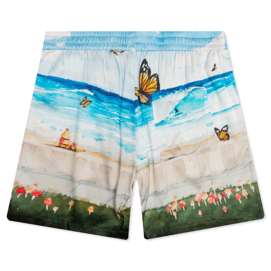 BUTTERFLY BEACH SILK SHORTS - BLUE MULTI - 2