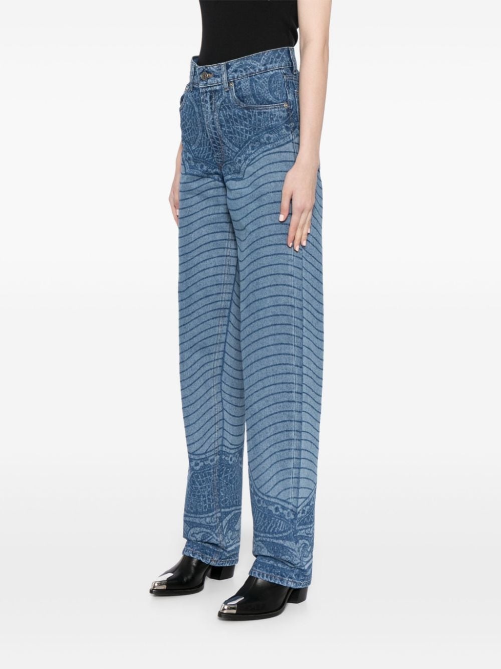 laser-print straight-leg jeans - 3