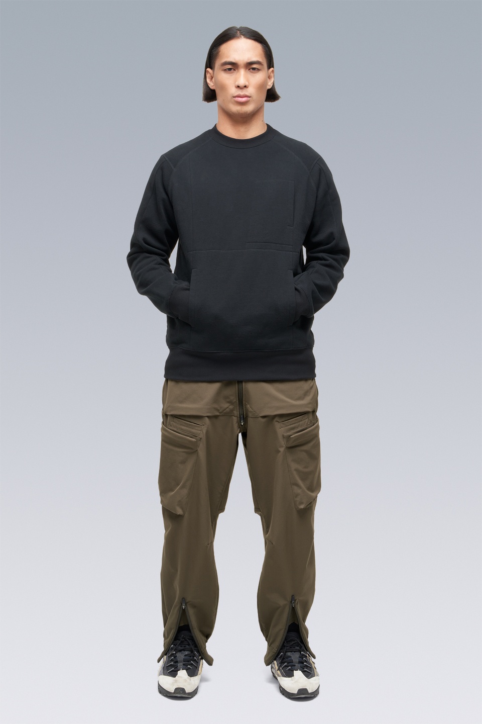 S14-BR Cotton Crewneck Sweatshirt Black - 5