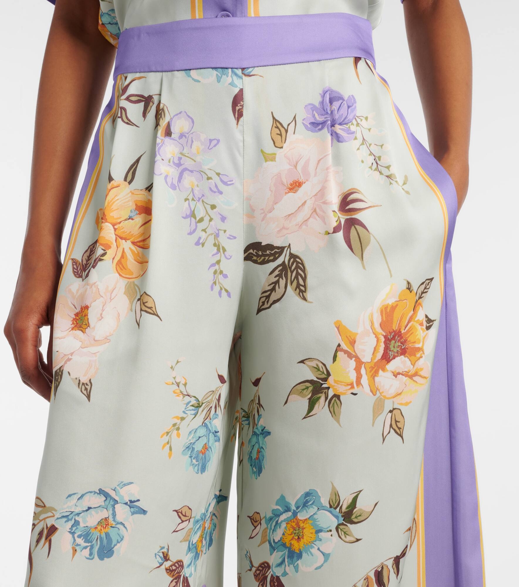 Floral twill palazzo pants - 4