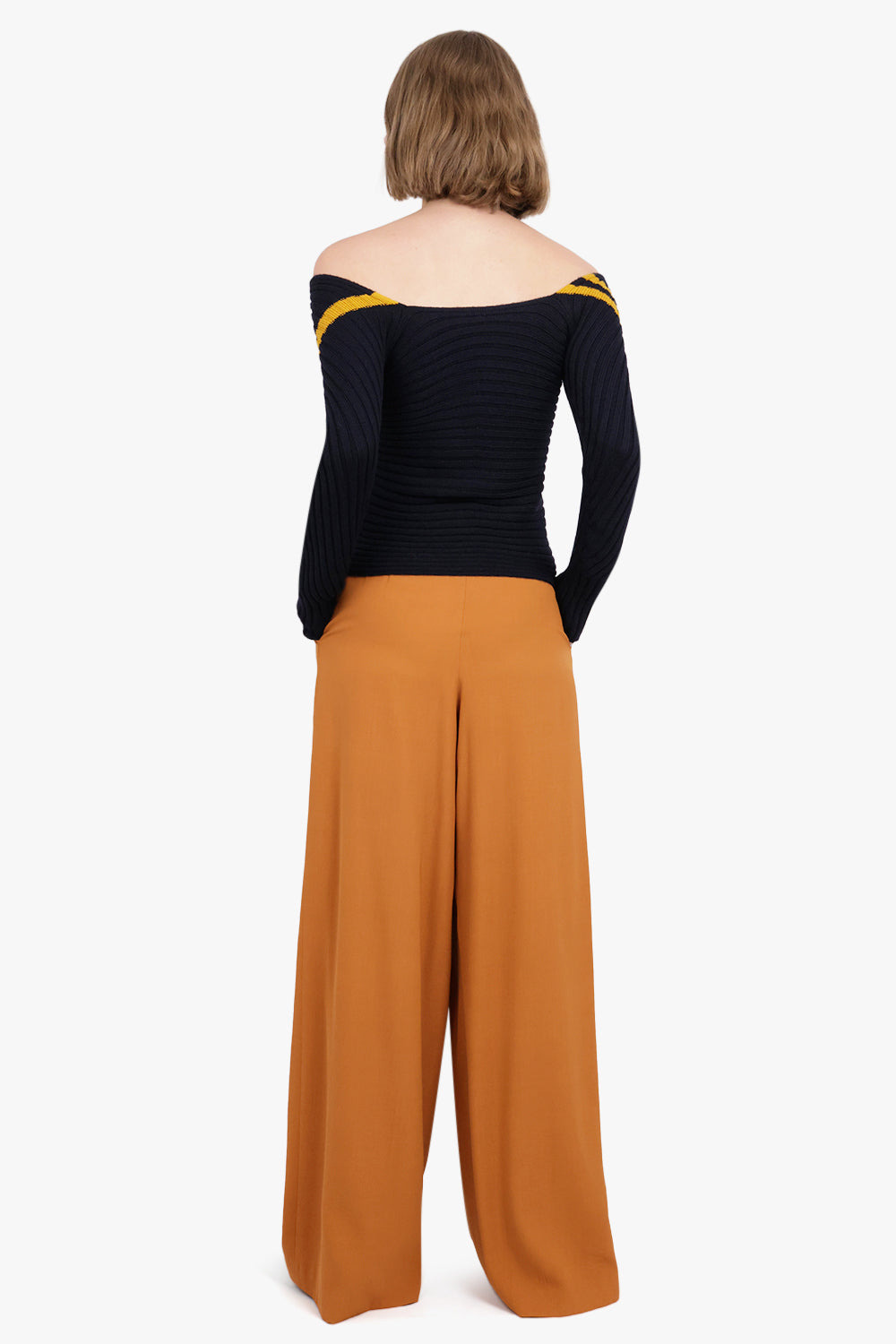 WIDE LEG TAILORED PANT | LIGHT RUST - 4
