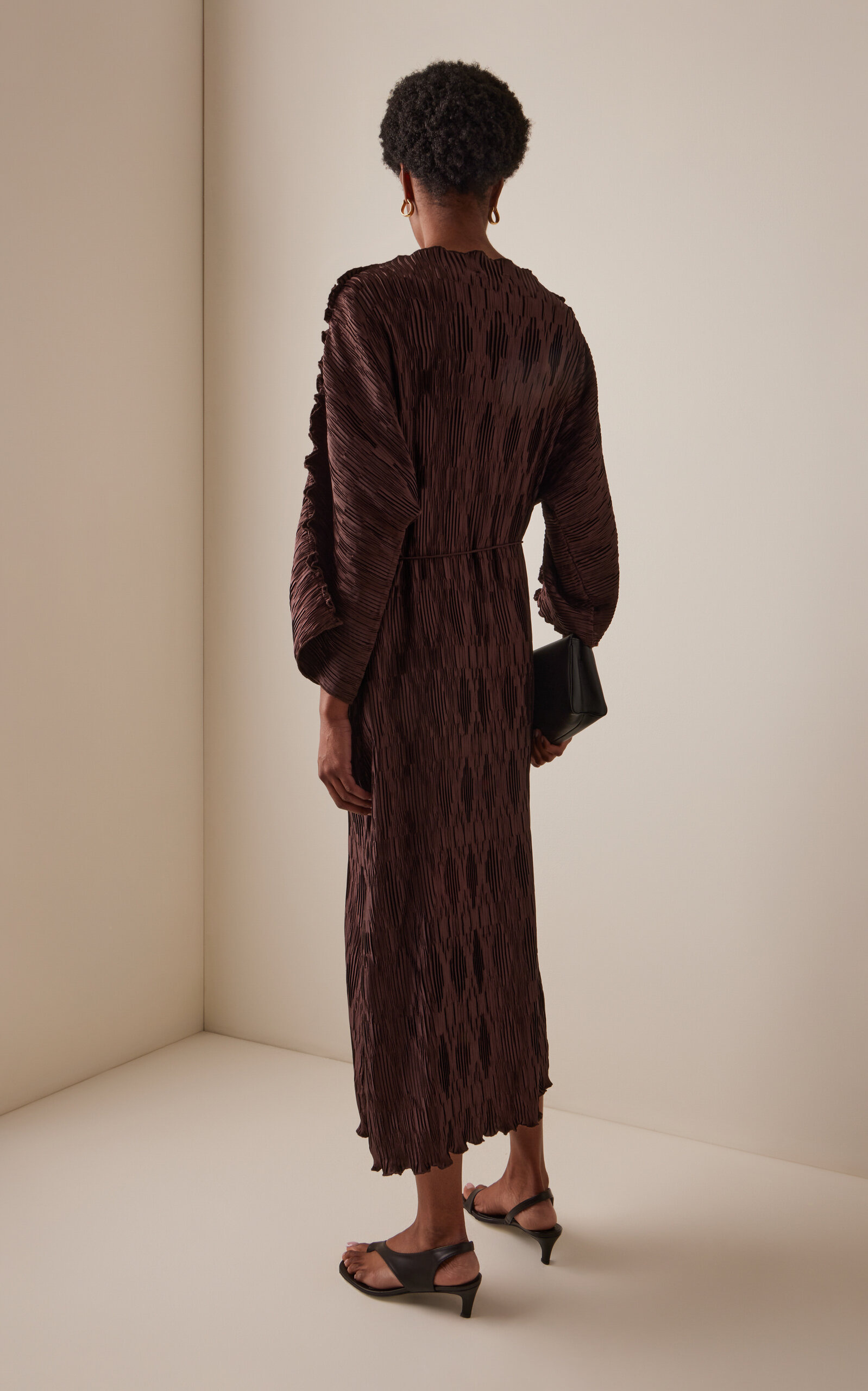 Tralaido Plisse Dress brown - 4
