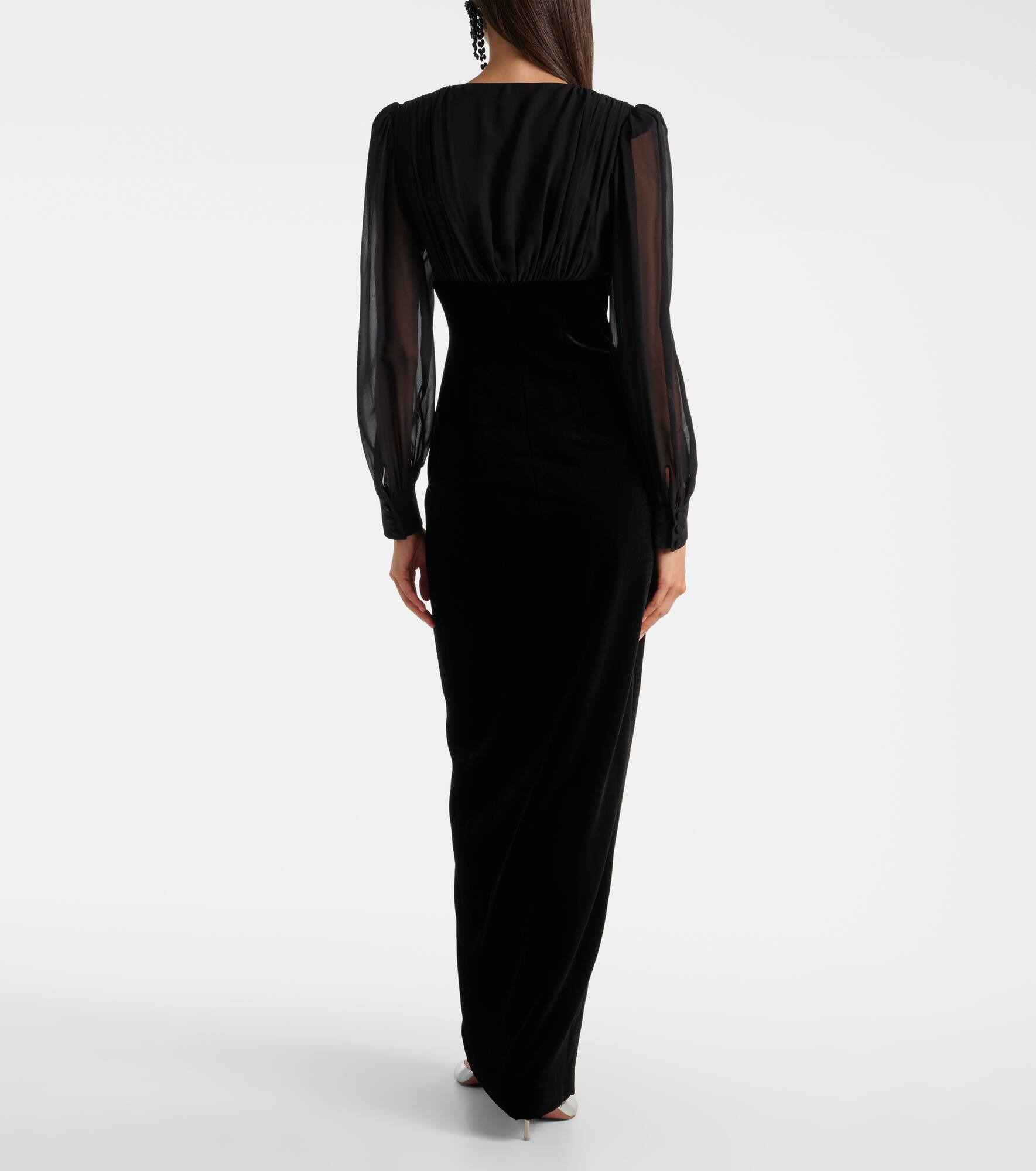 Velvet and georgette gown - 3
